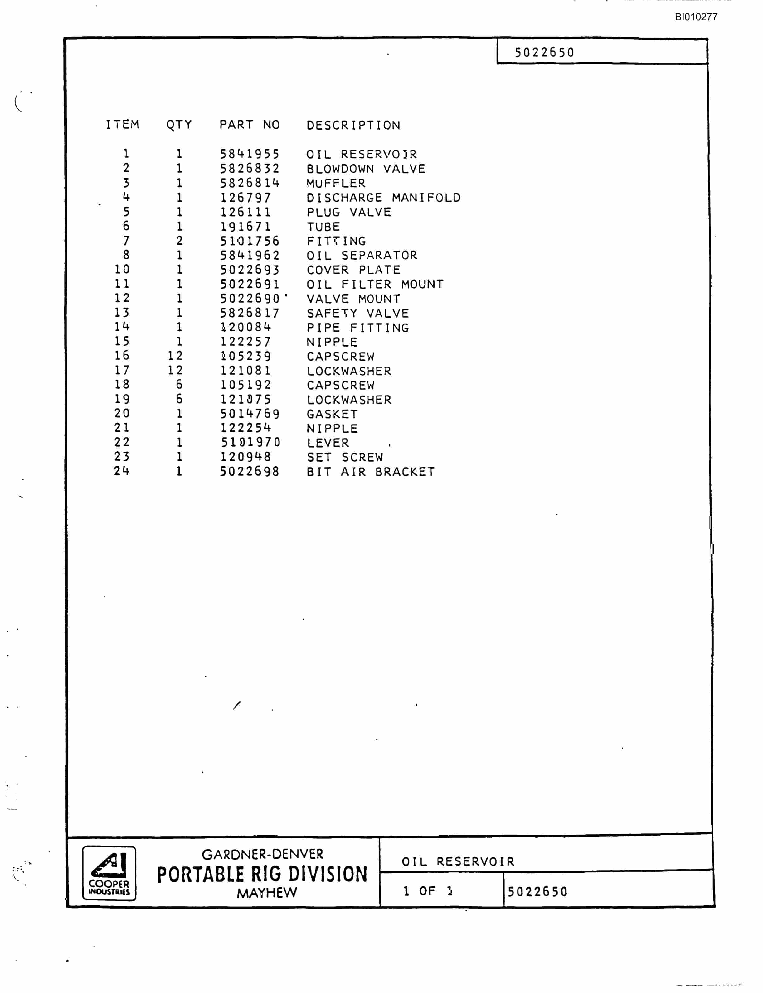 Bucyrus GD45C Rotary Blasthole Drill Parts Catalog BI010277-4