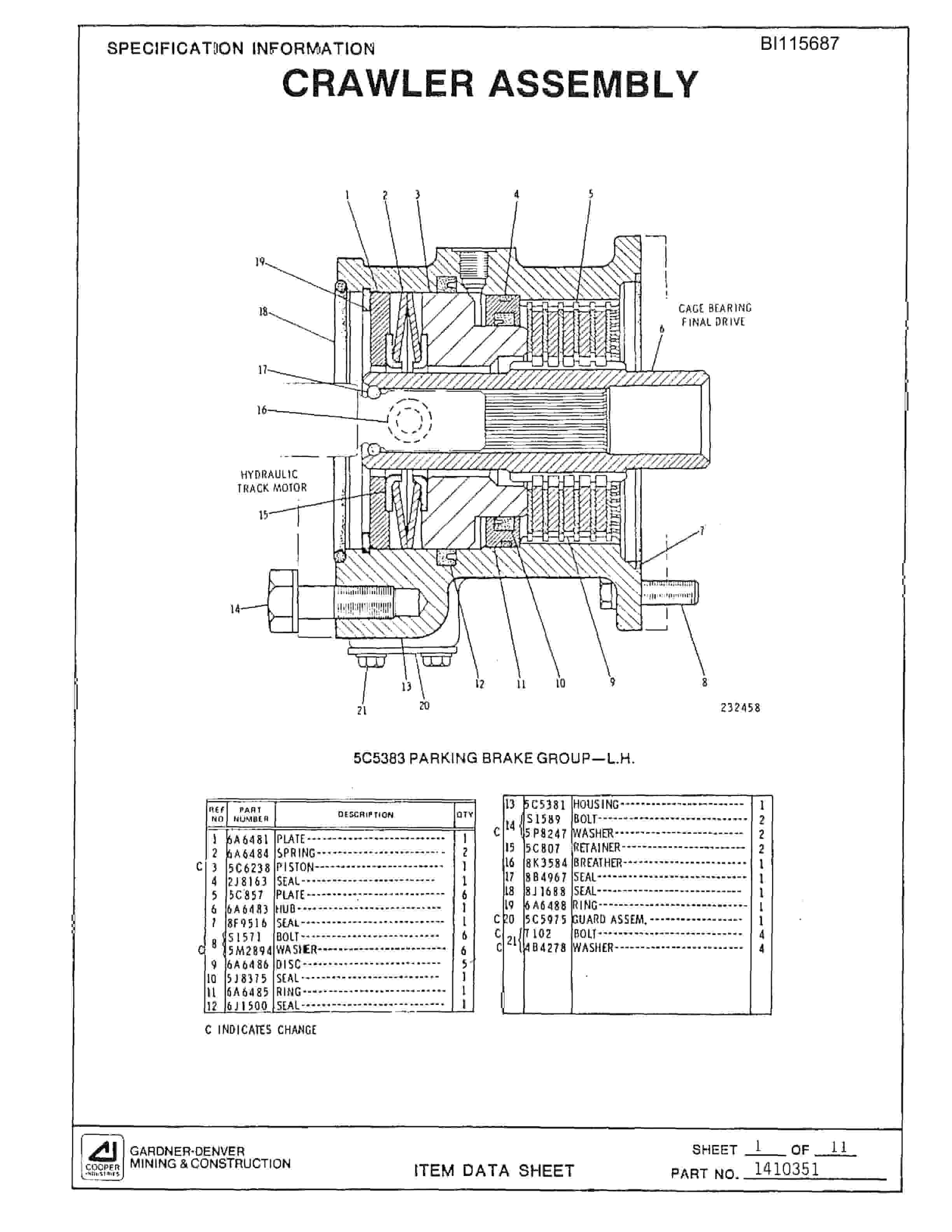 Bucyrus GDC1HP High Pressure Rotary Blasthole Drill Parts Catalog BI115687-3