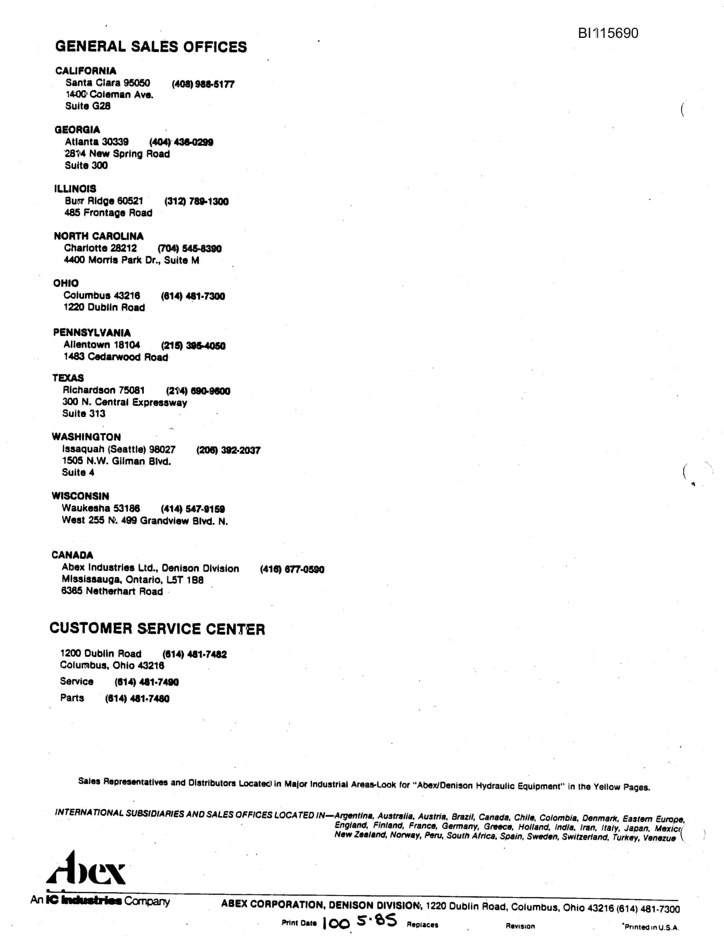 Bucyrus GDC3HP Small Rotary Blasthole Drill Parts Catalog BI115690-2