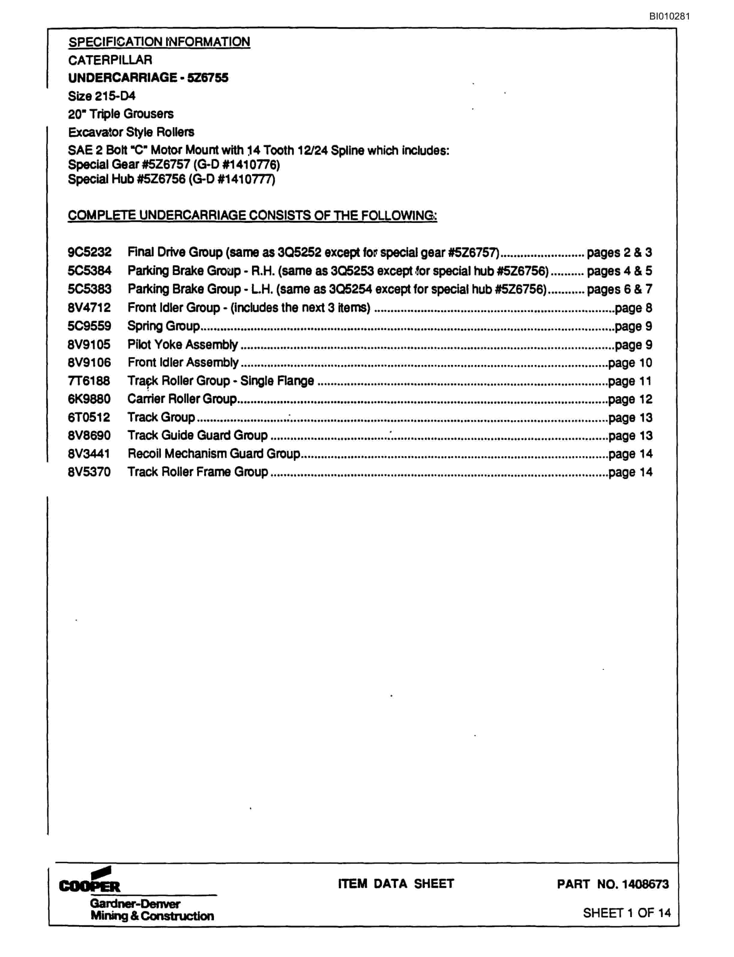Bucyrus GDCHP Rotary Blasthole Drill Parts Catalog BI010281-2