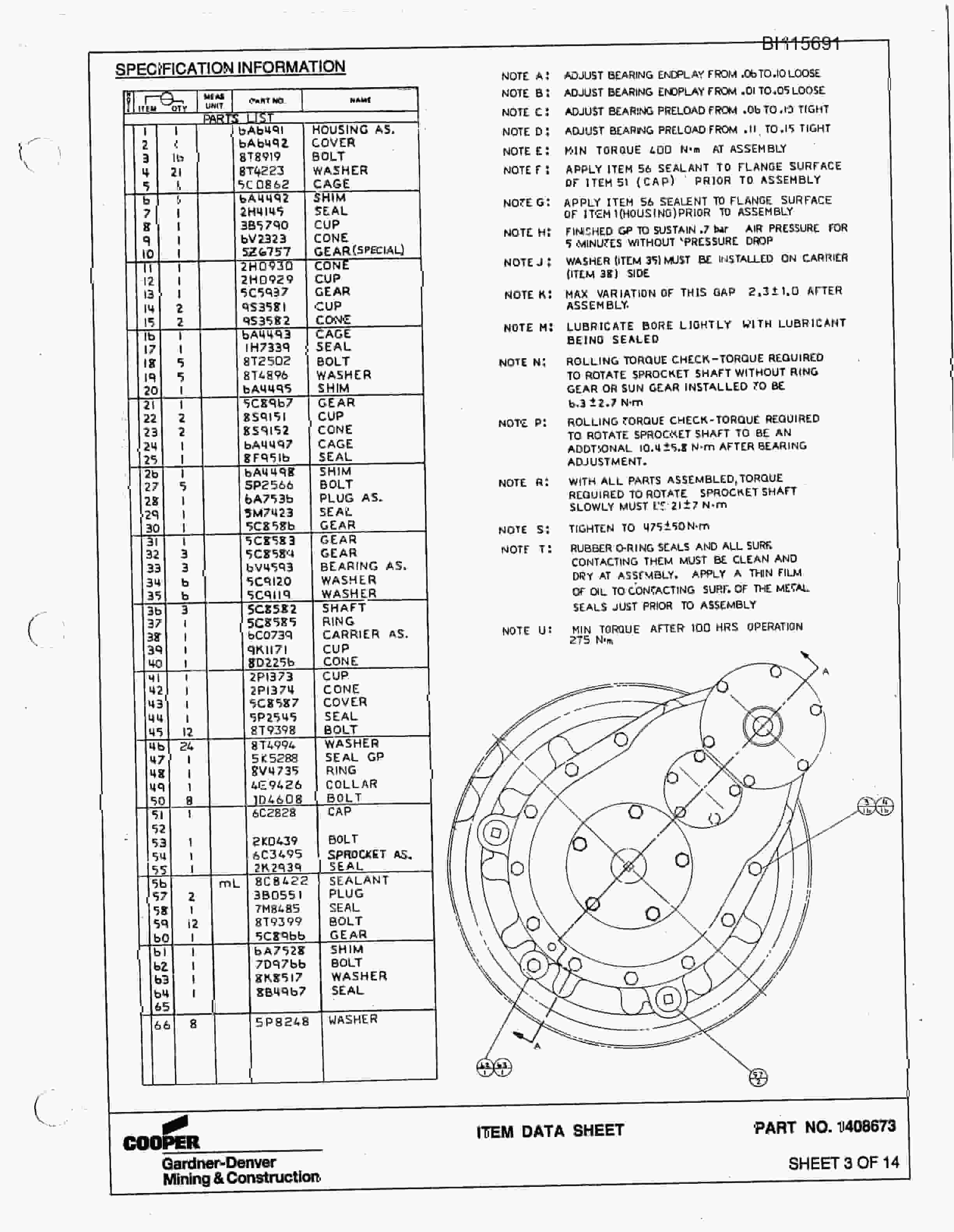 Bucyrus GDCJ Rotary Blasthole Drill Parts Catalog BI115691-2
