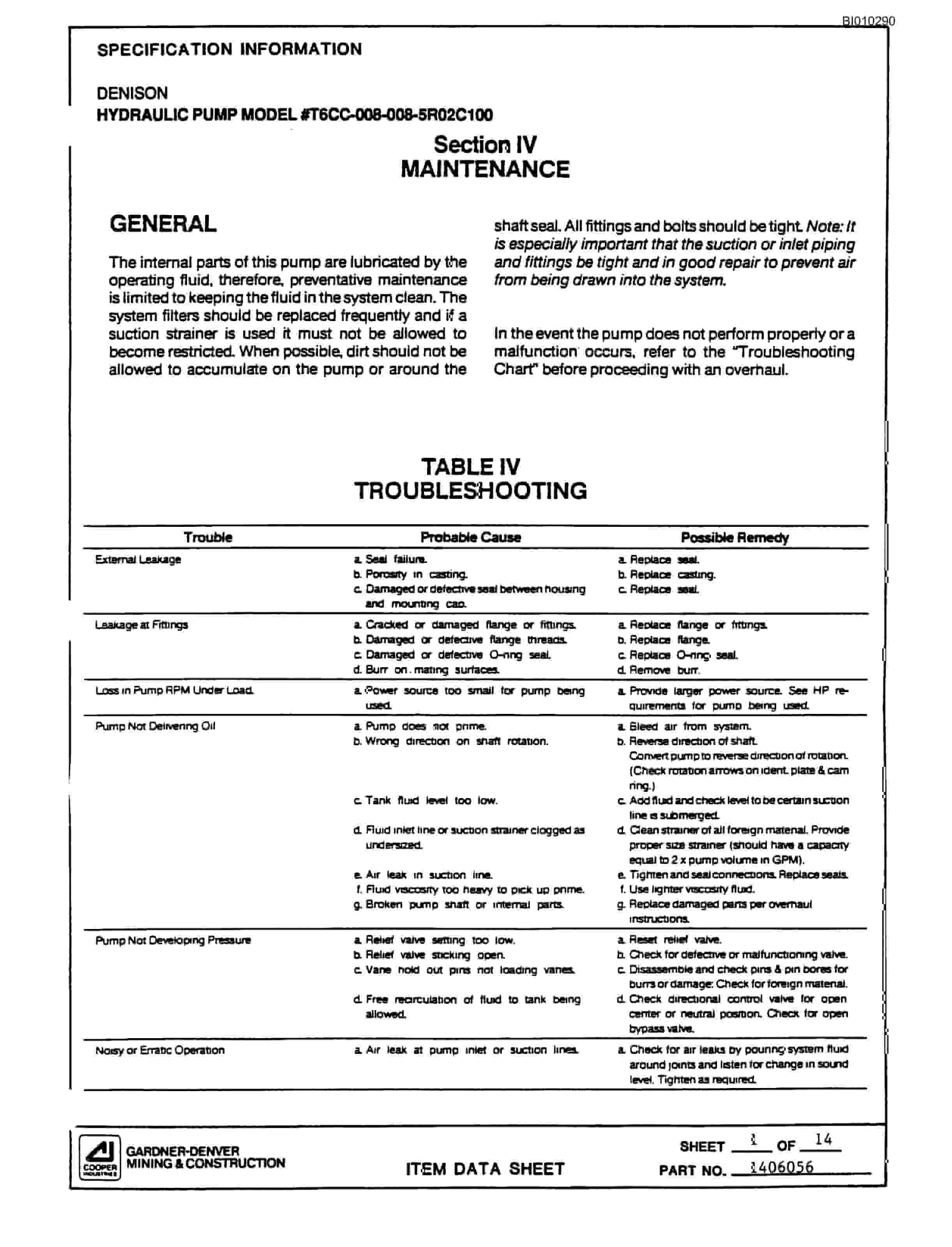 Bucyrus GDCL Rotary Blasthole Drill Parts Catalog BI010290-3