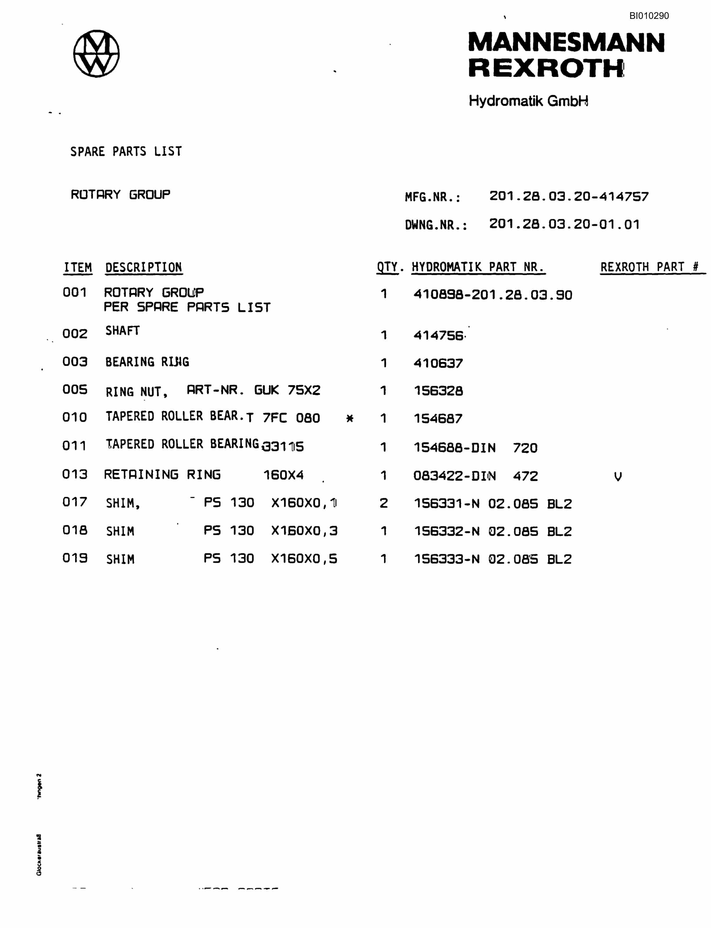 Bucyrus GDCL Rotary Blasthole Drill Parts Catalog BI010290-4