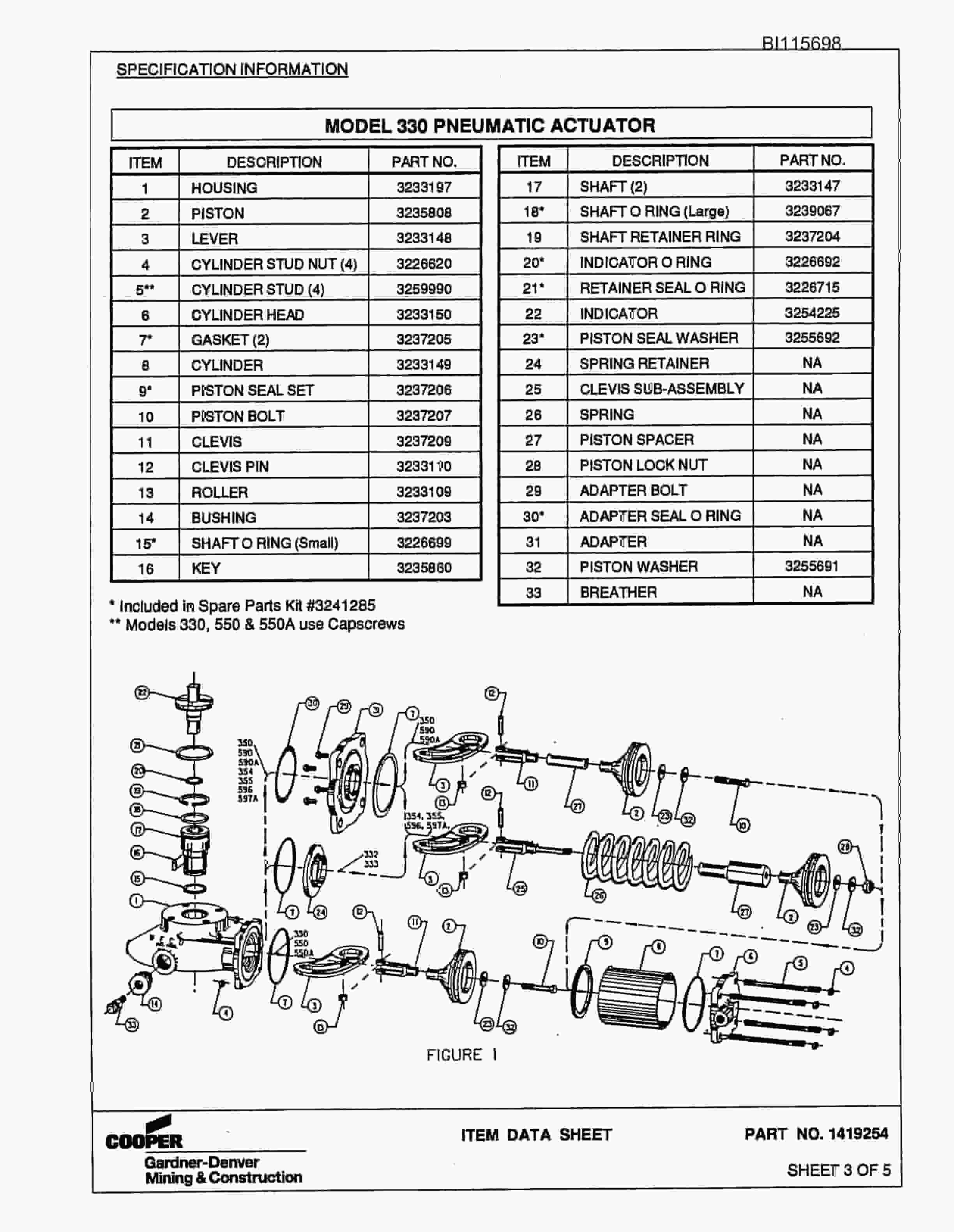Bucyrus GDCL Rotary Blasthole Drill Parts Catalog BI115698-5