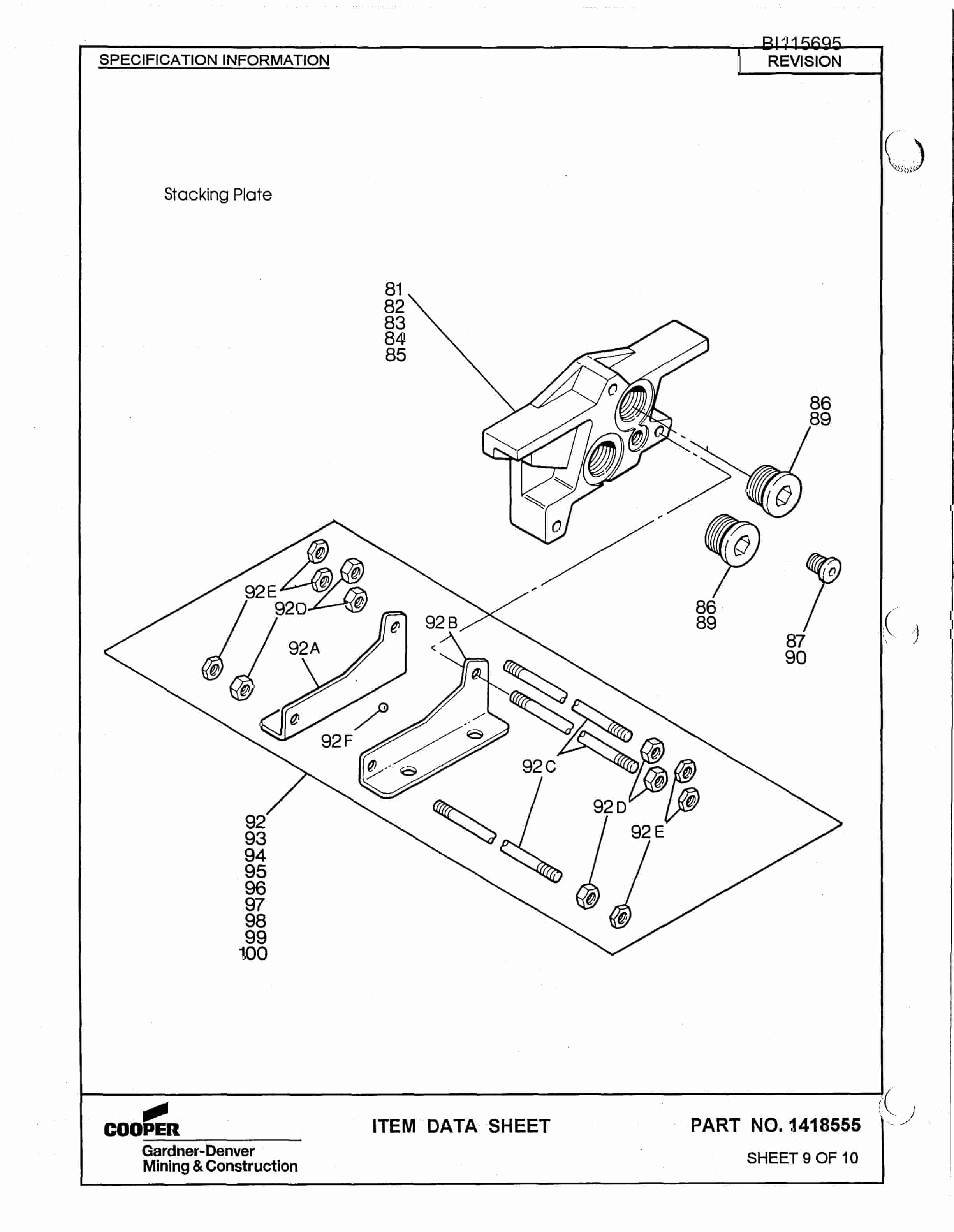 Bucyrus GDCM Rotary Blasthole Drill Parts Catalog BI115695-3
