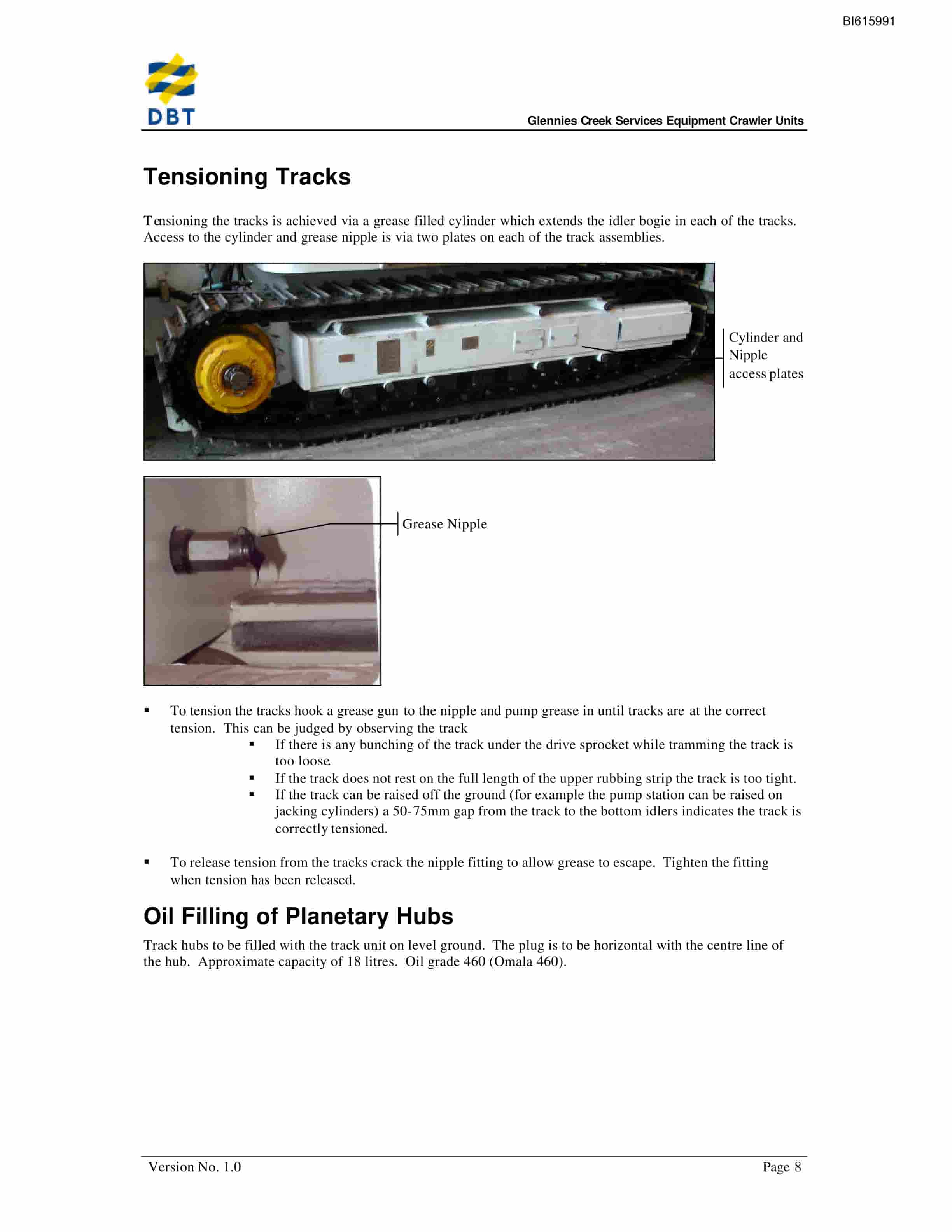 Bucyrus Glennies Creek Services Equipment Crawler Units Technical Manual BI615991-2