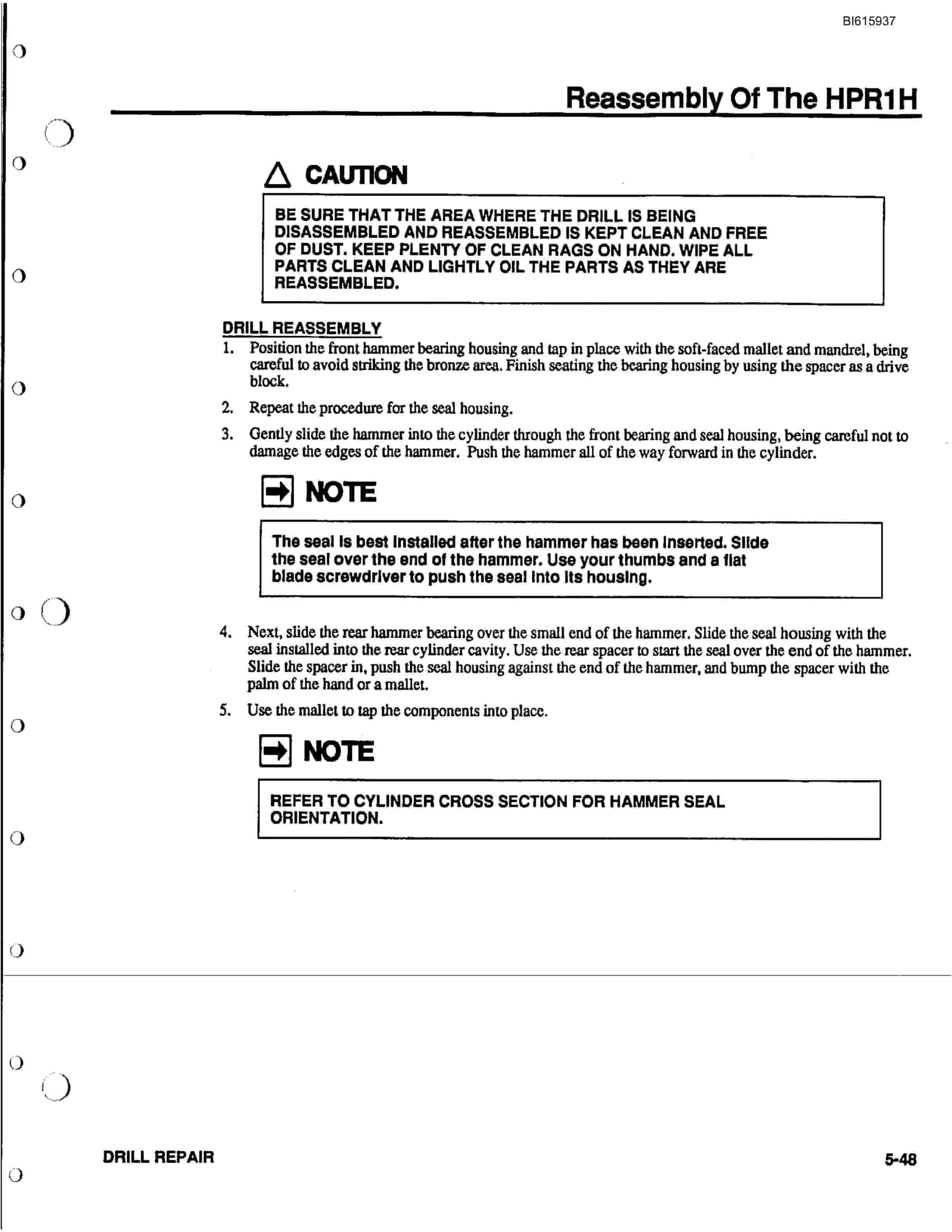 Bucyrus HPR1H Hydraulic Drill Technical Manual BI615937-5