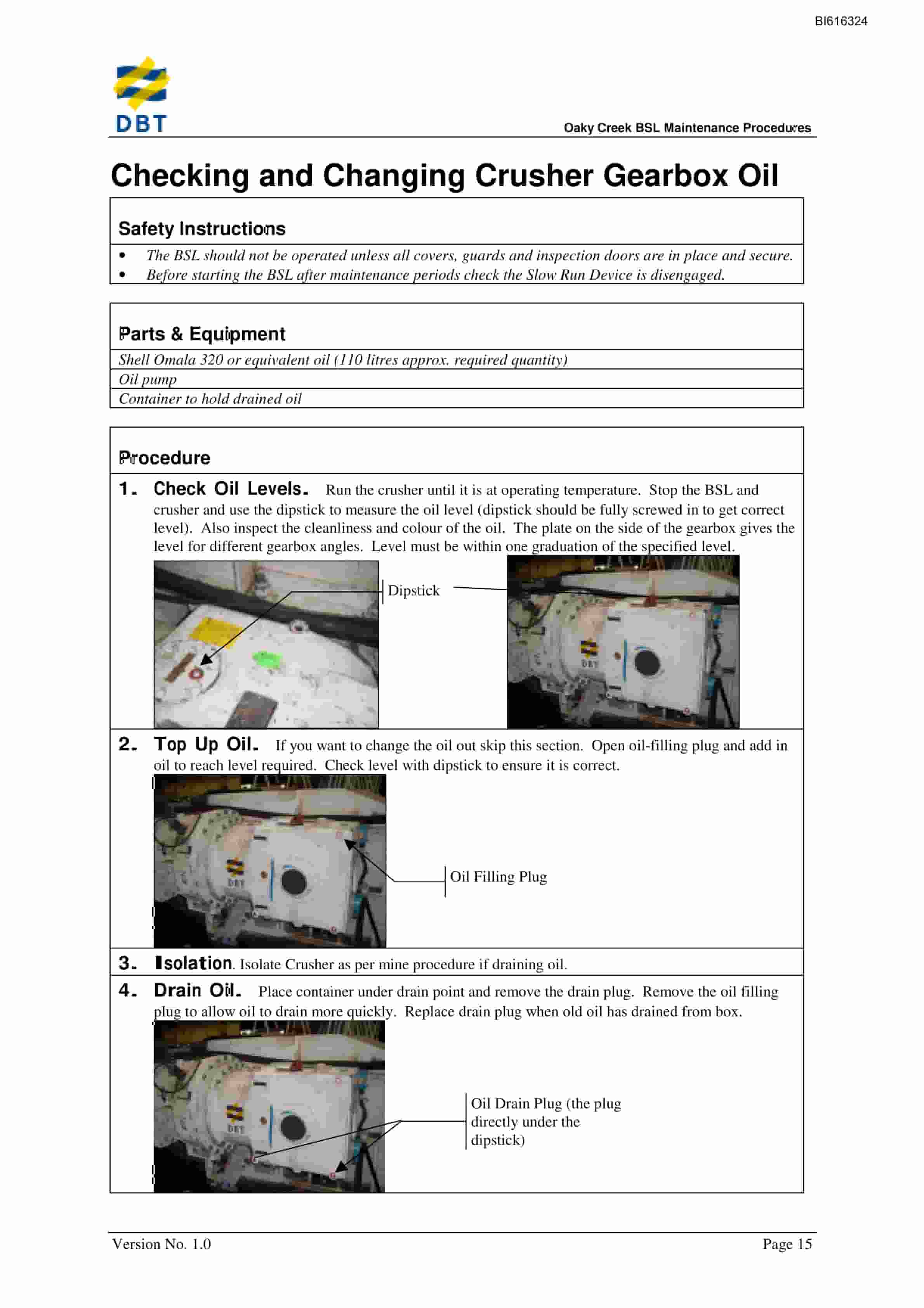 Bucyrus Hydraulic Slow Run Devices Technical Manual BI616324-4