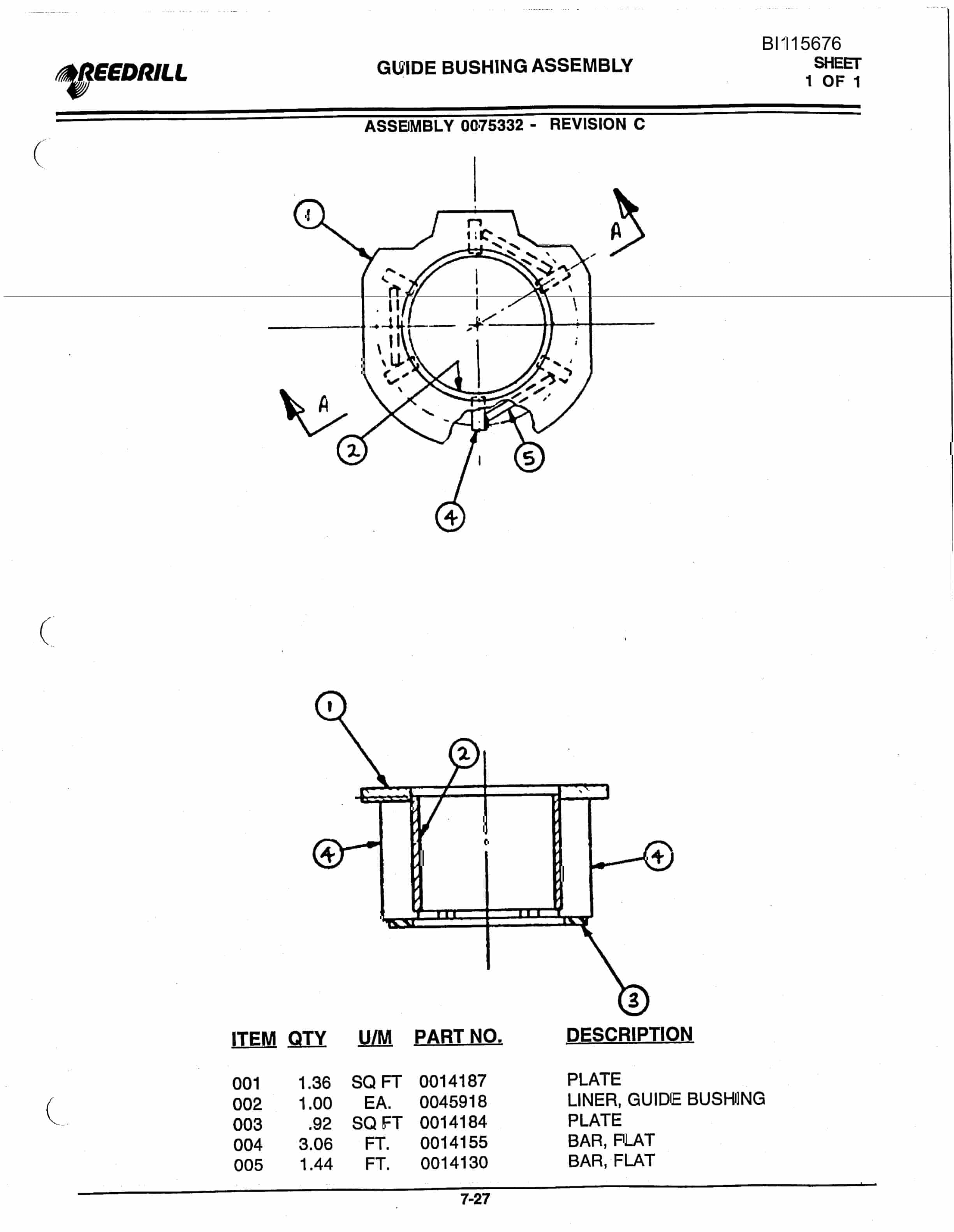 Bucyrus Infinity Blasthole Drill Parts Catalog BI115676-3