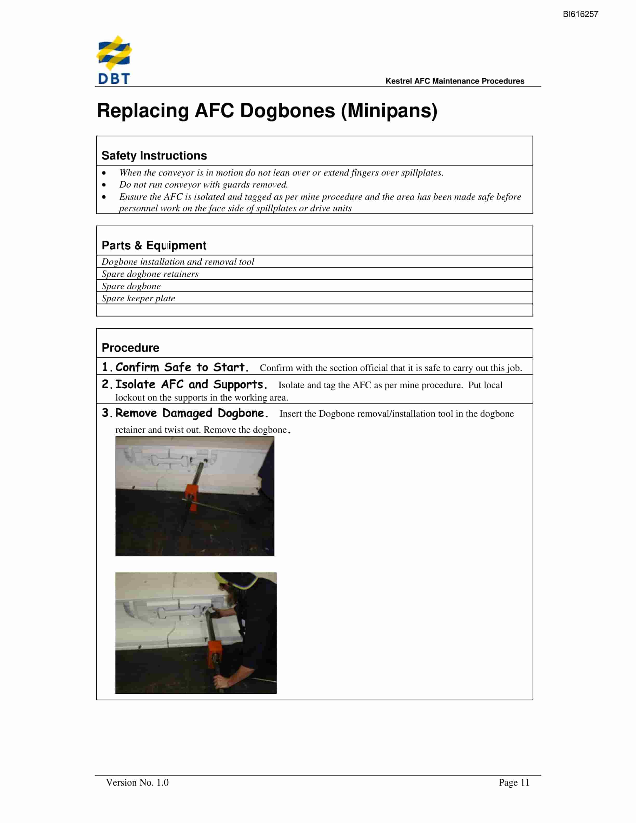 Bucyrus Kestrel AFC Maintenance Procedures Technical Manual BI616257-2