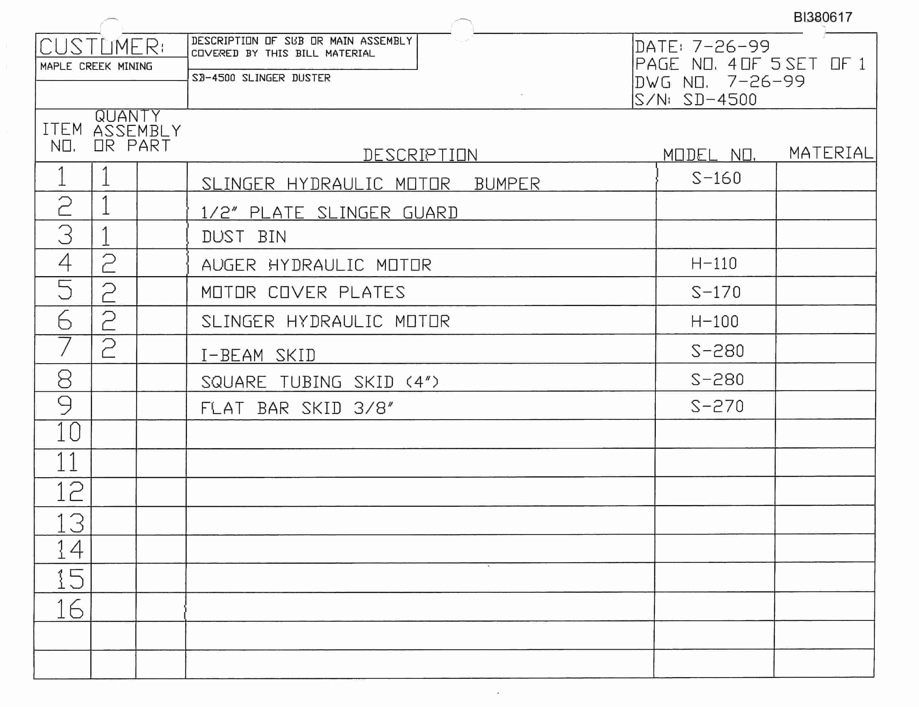 Bucyrus Maple Creek Mining Parts Catalog BI380617-4