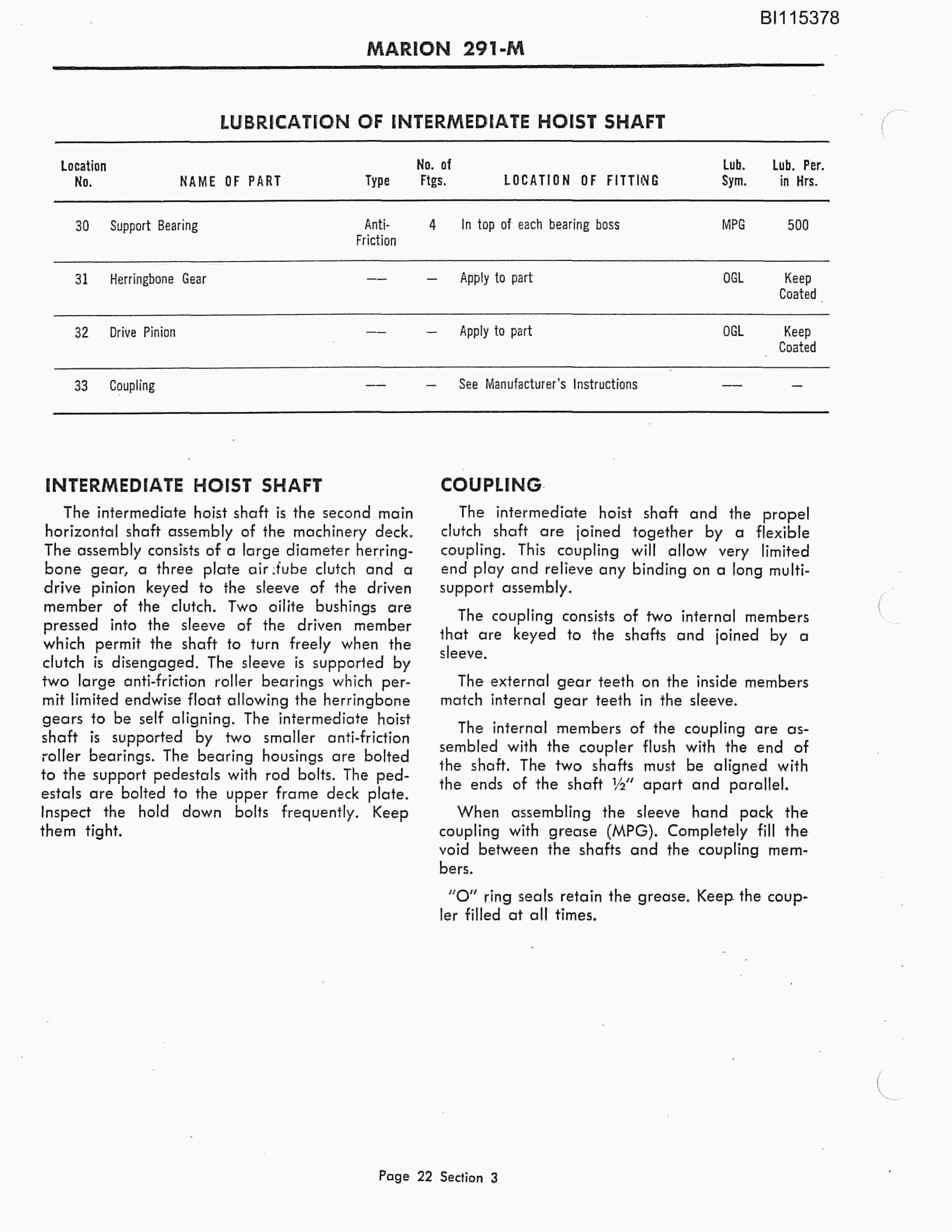 Bucyrus Marion 291-M Technical Manual BI115378-2