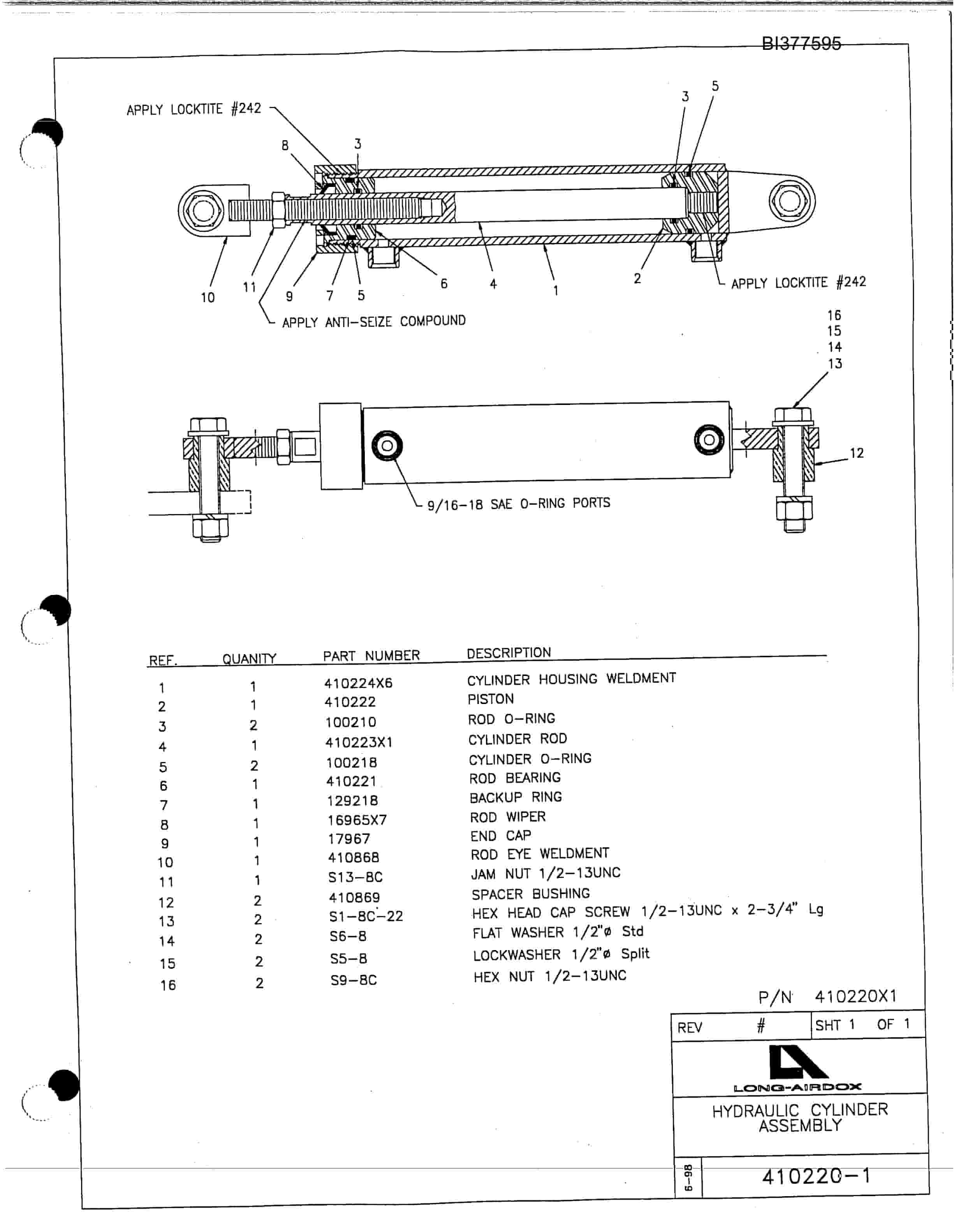 Bucyrus Metrowest Tunnelers Parts Catalog BI377595-4