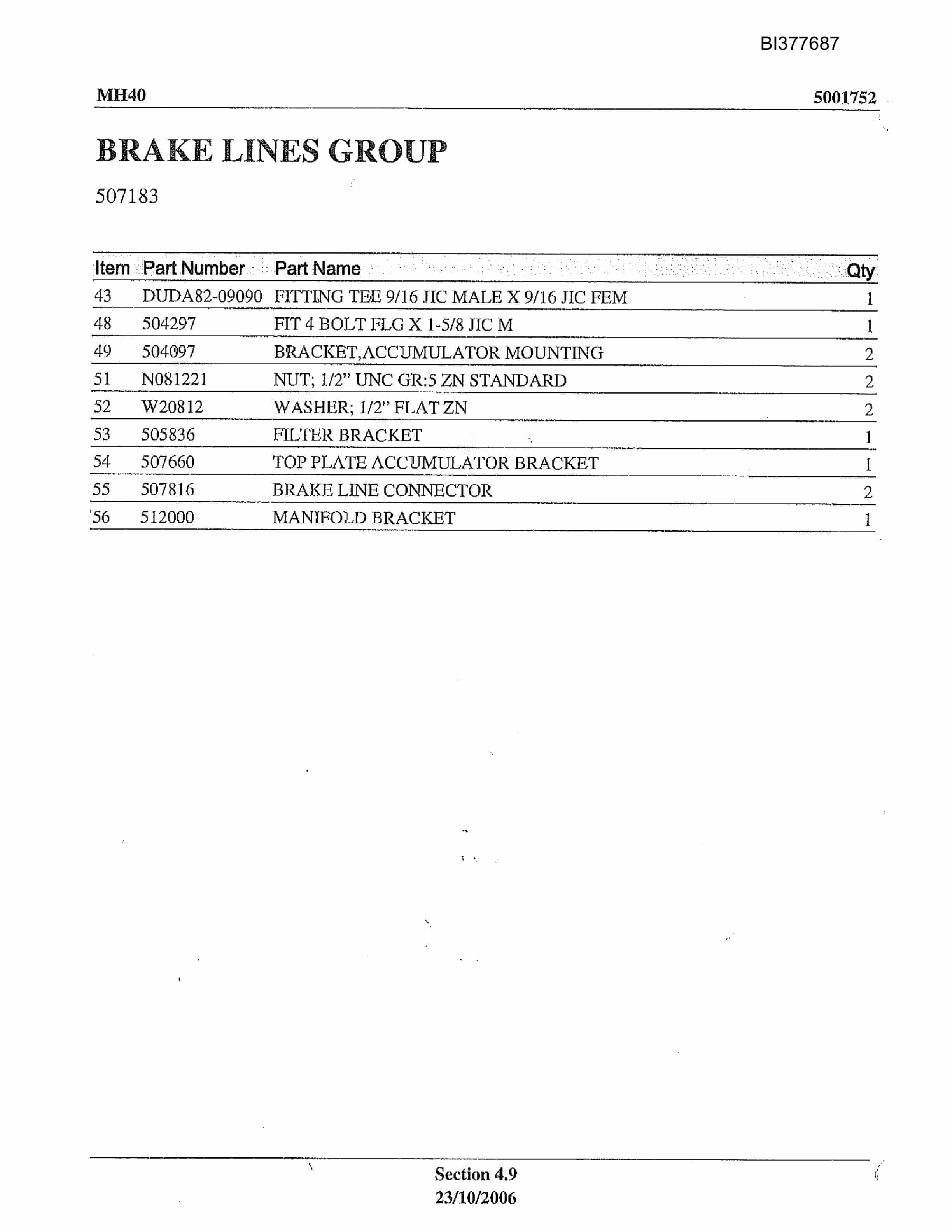 Bucyrus MH-40 Parts Catalog BI377687-3