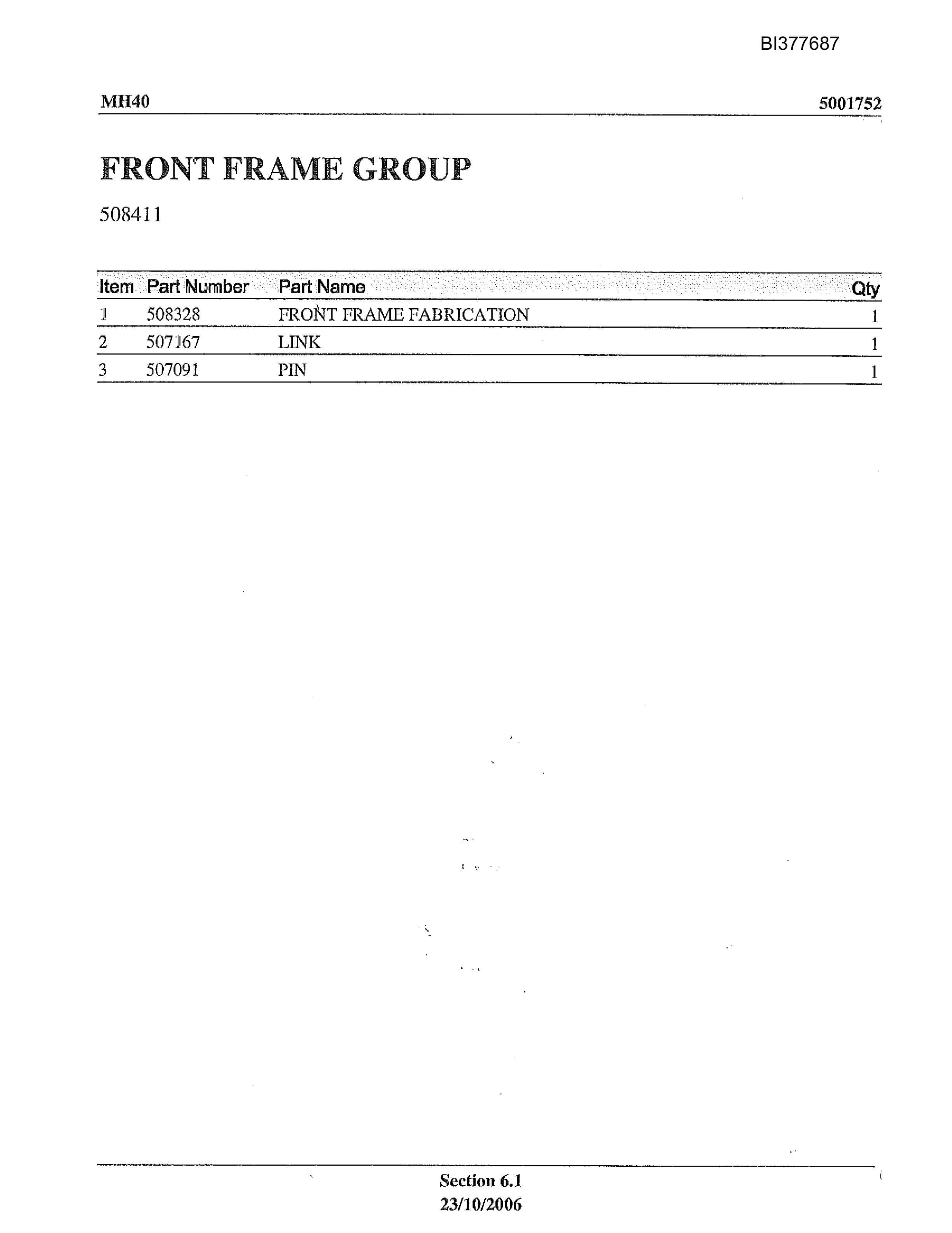 Bucyrus MH-40 Parts Catalog BI377687-5