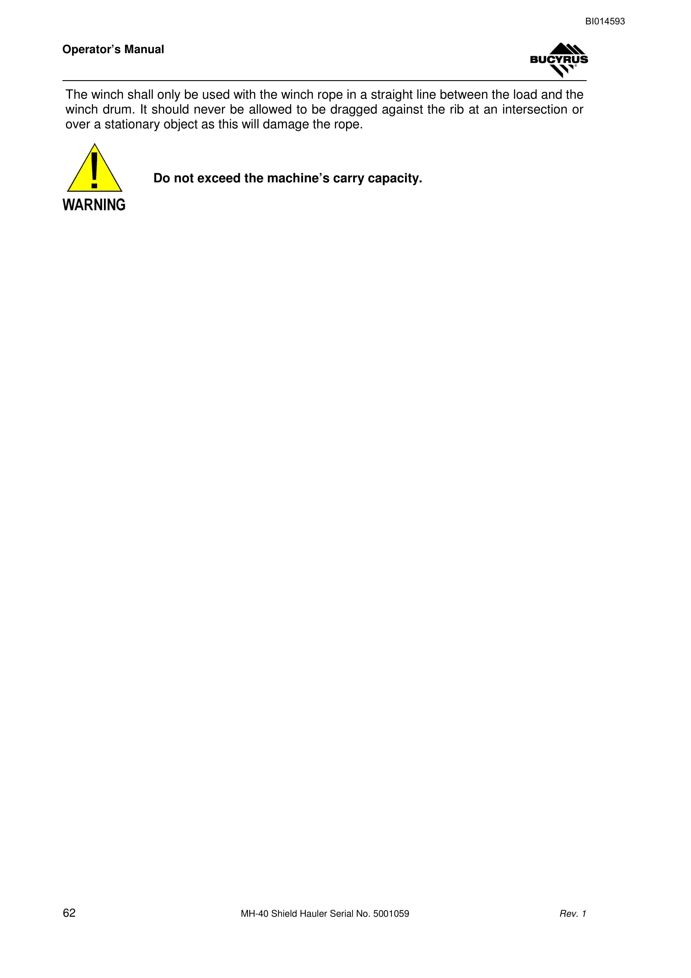 Bucyrus MH-40 Shield Hauler Operator Manual BI014593 5 Bucyrus MH-40 Shield Hauler Operator Manual BI014593 - Image 5