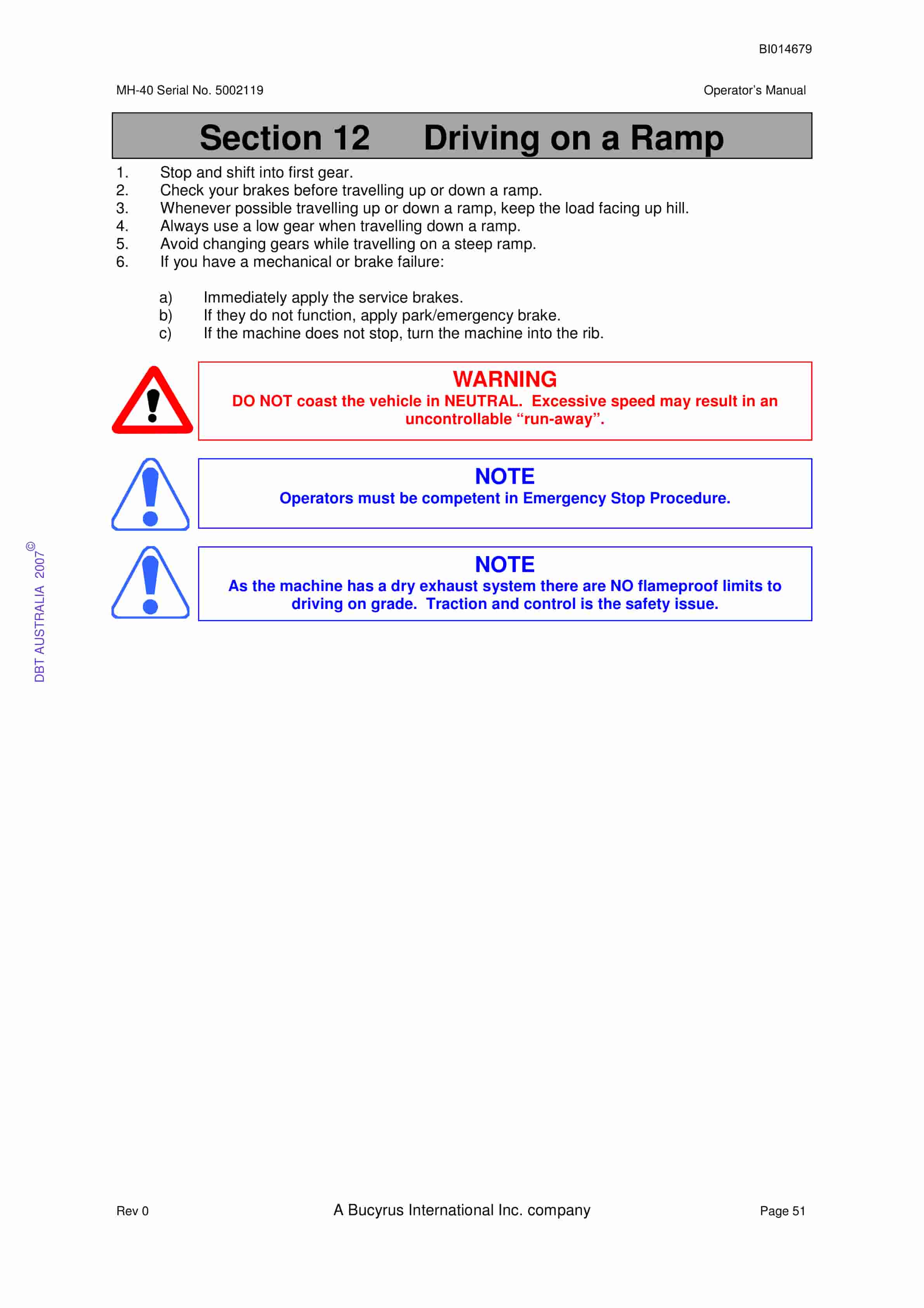 Bucyrus MH-40 Shield Hauler Operator Manual BI014679 4 Bucyrus MH-40 Shield Hauler Operator Manual BI014679 - Image 4
