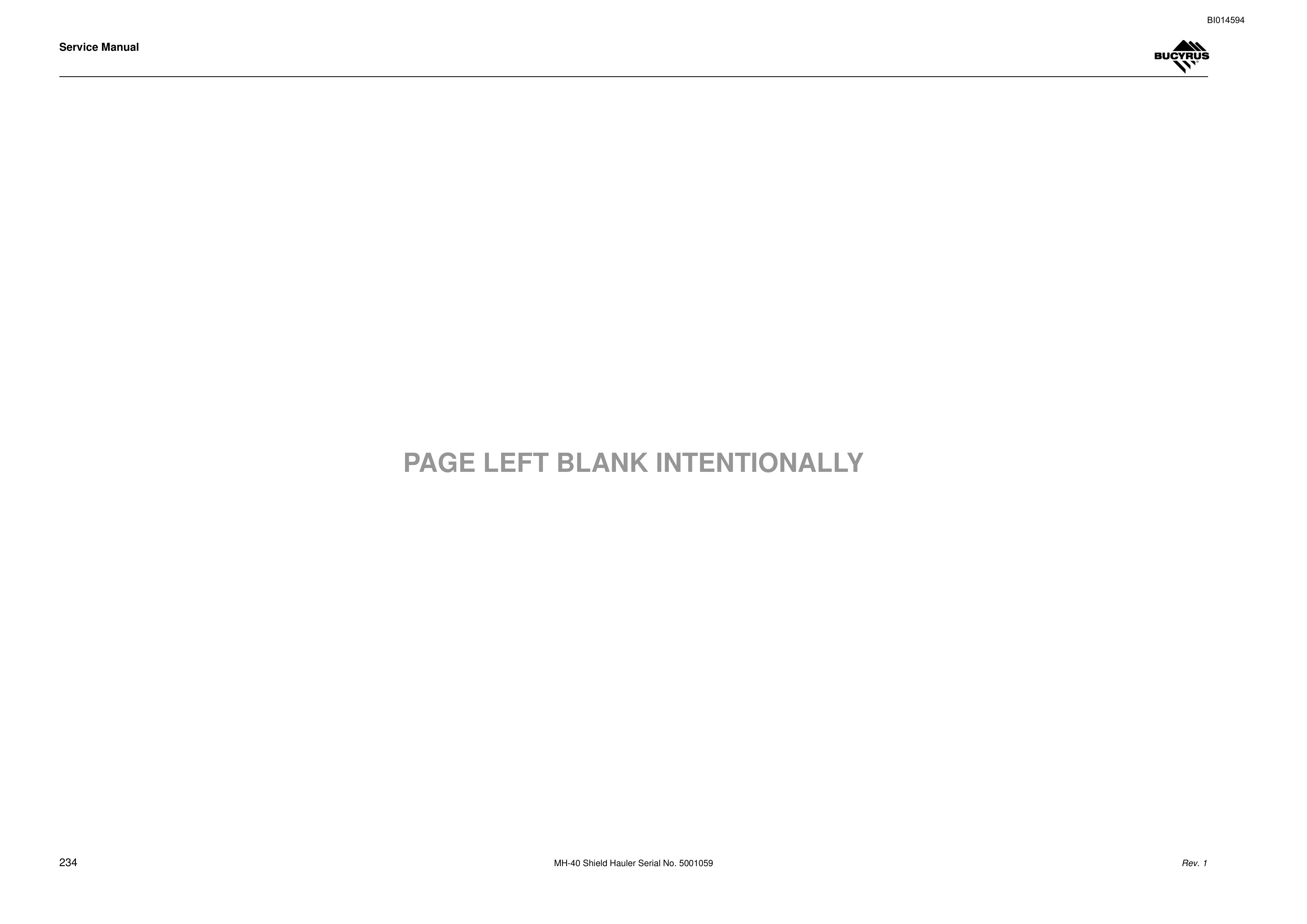 Bucyrus MH-40 Shield Hauler Service Manual BI014594 4 Bucyrus MH-40 Shield Hauler Service Manual BI014594 - Image 4