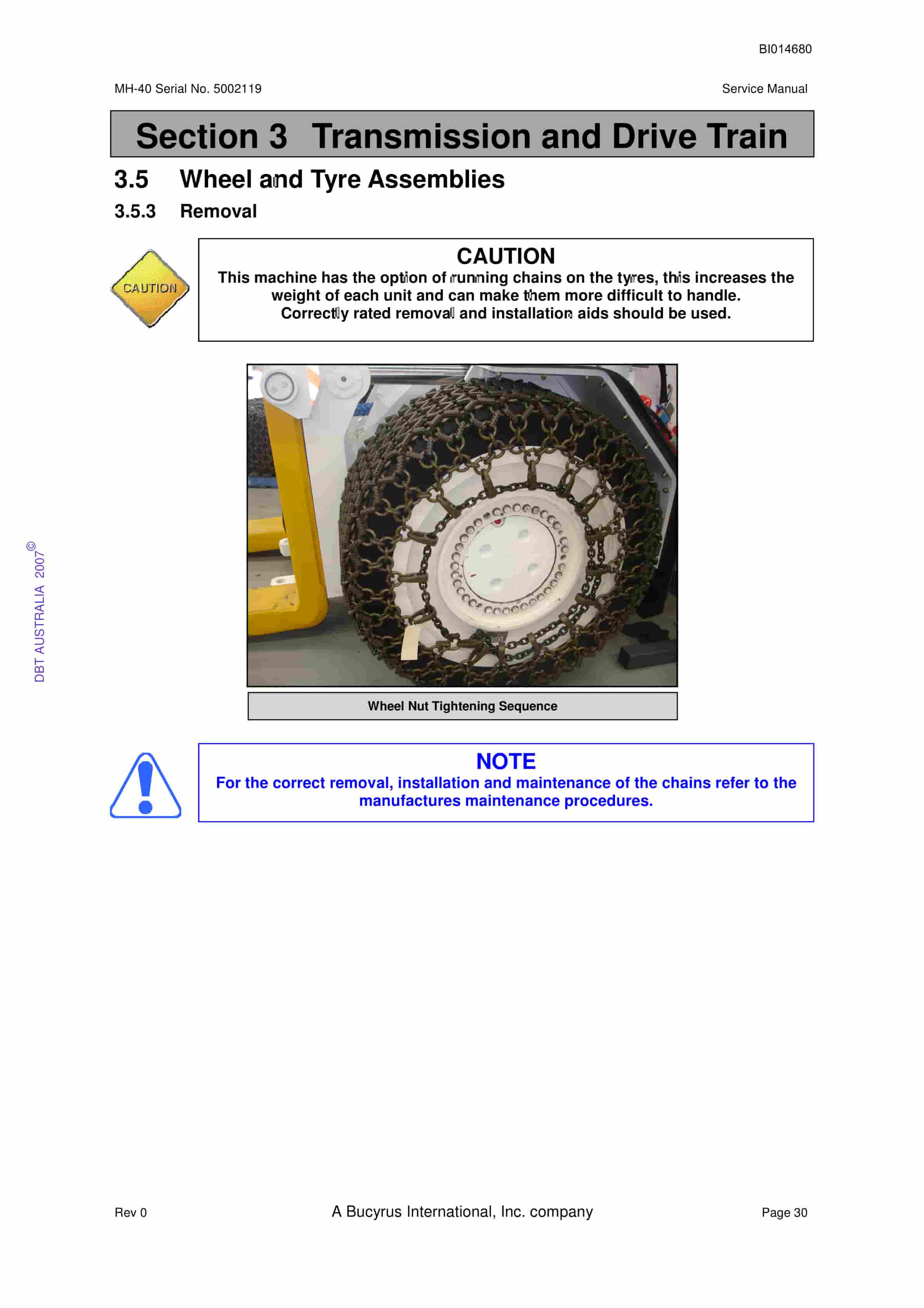 Bucyrus MH-40 Shield Hauler Service Manual BI014680-2