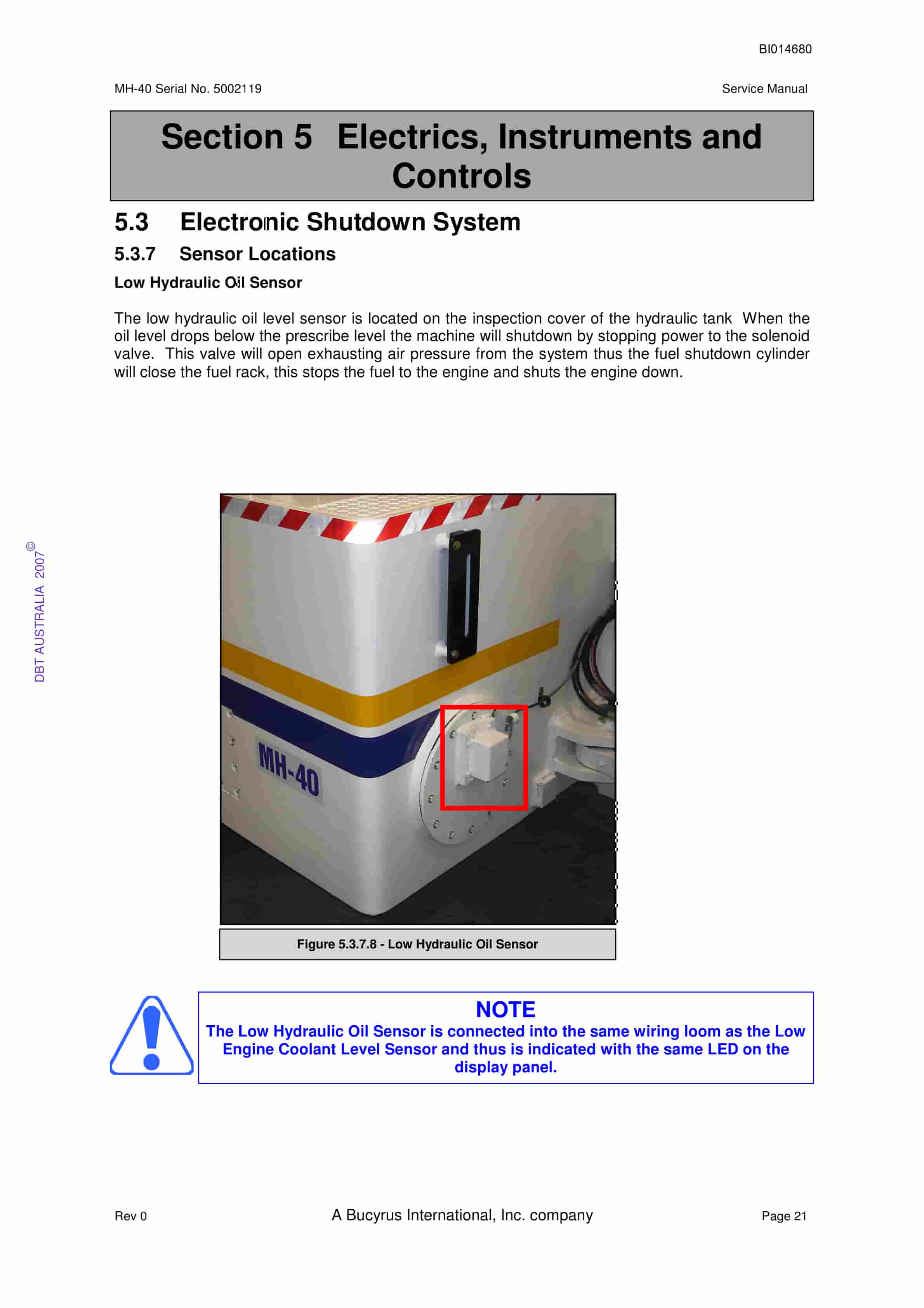 Bucyrus MH-40 Shield Hauler Service Manual BI014680-4