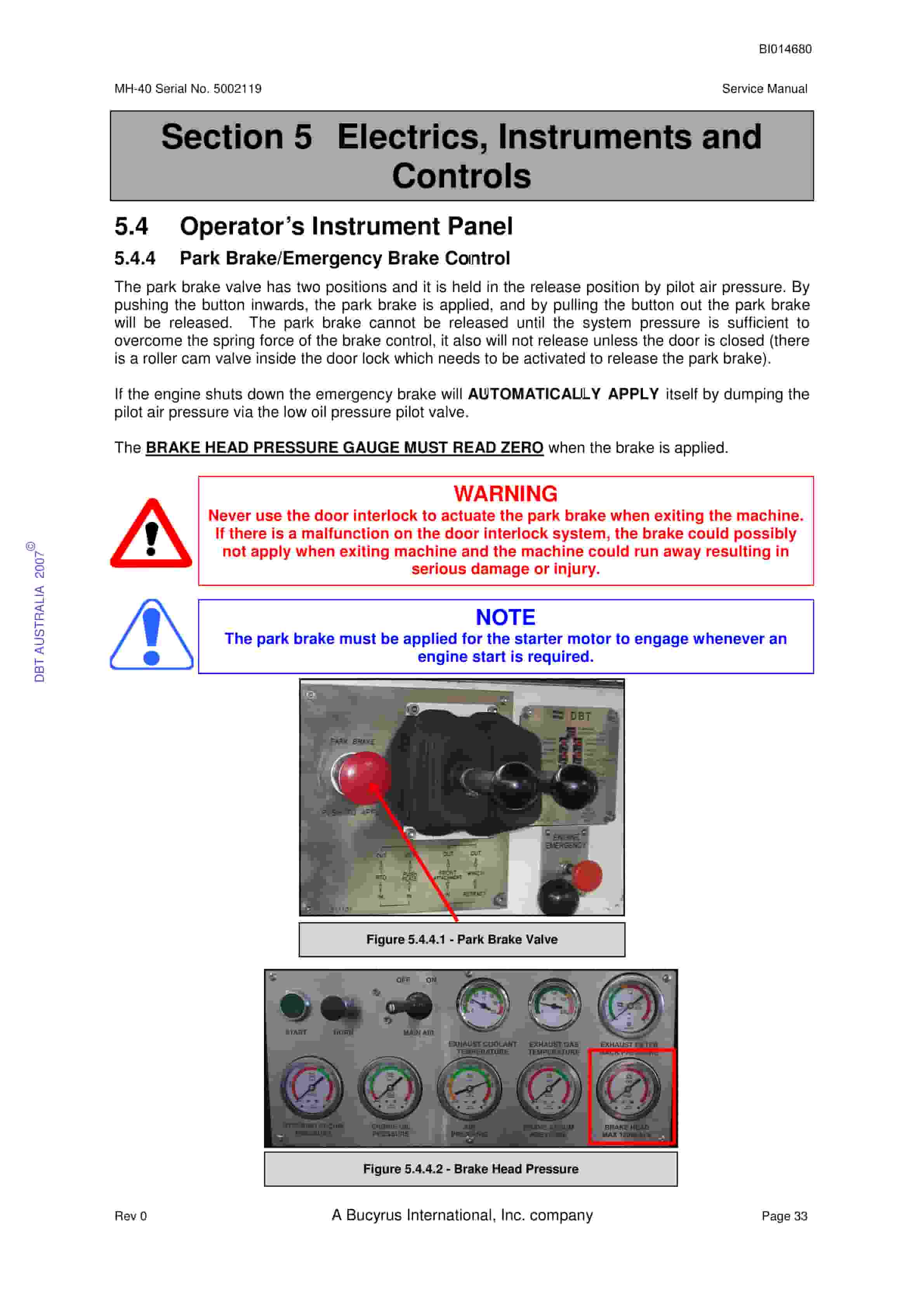 Bucyrus MH-40 Shield Hauler Service Manual BI014680-5