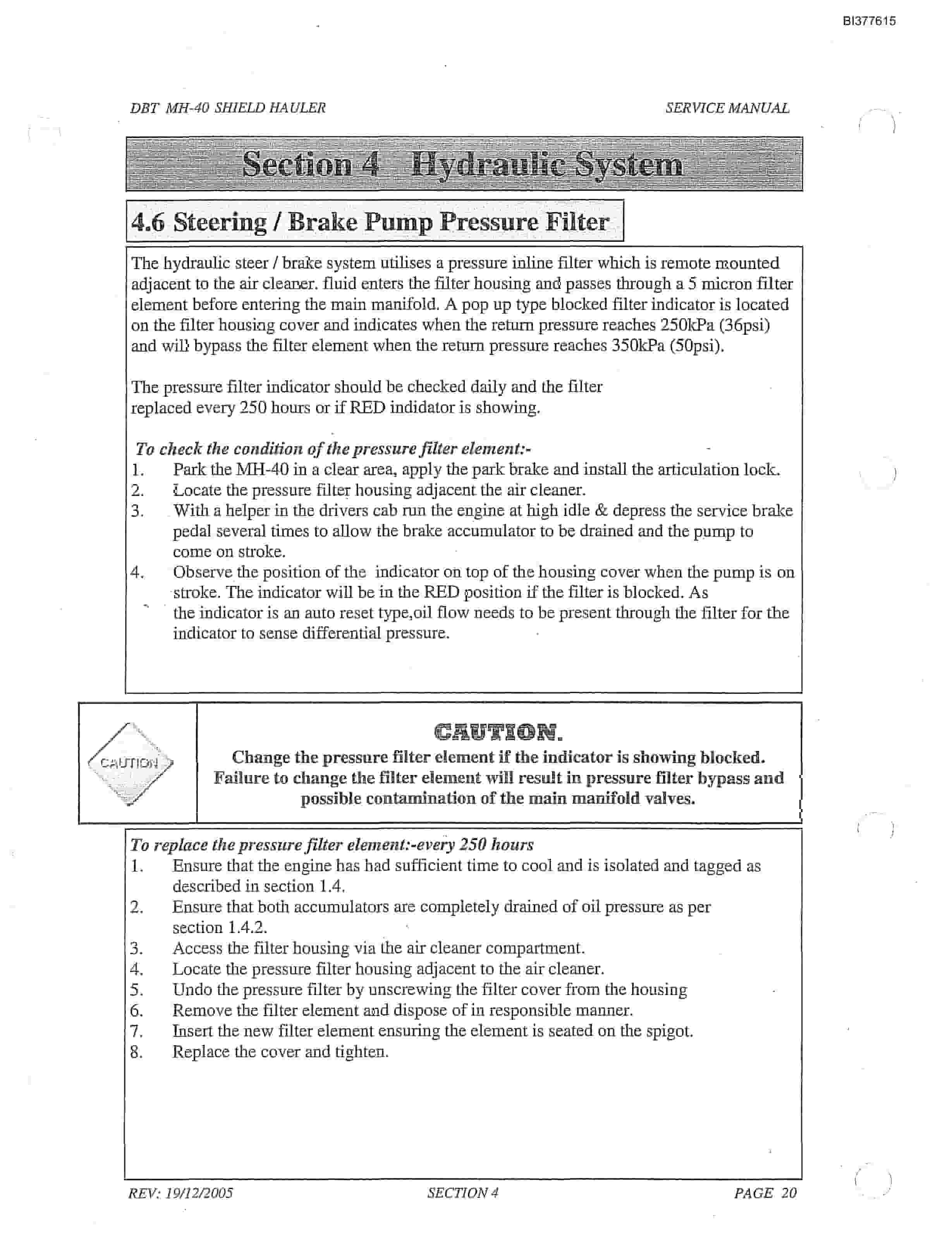 Bucyrus MH-40 Shield Hauler Technical Manual BI377615-2