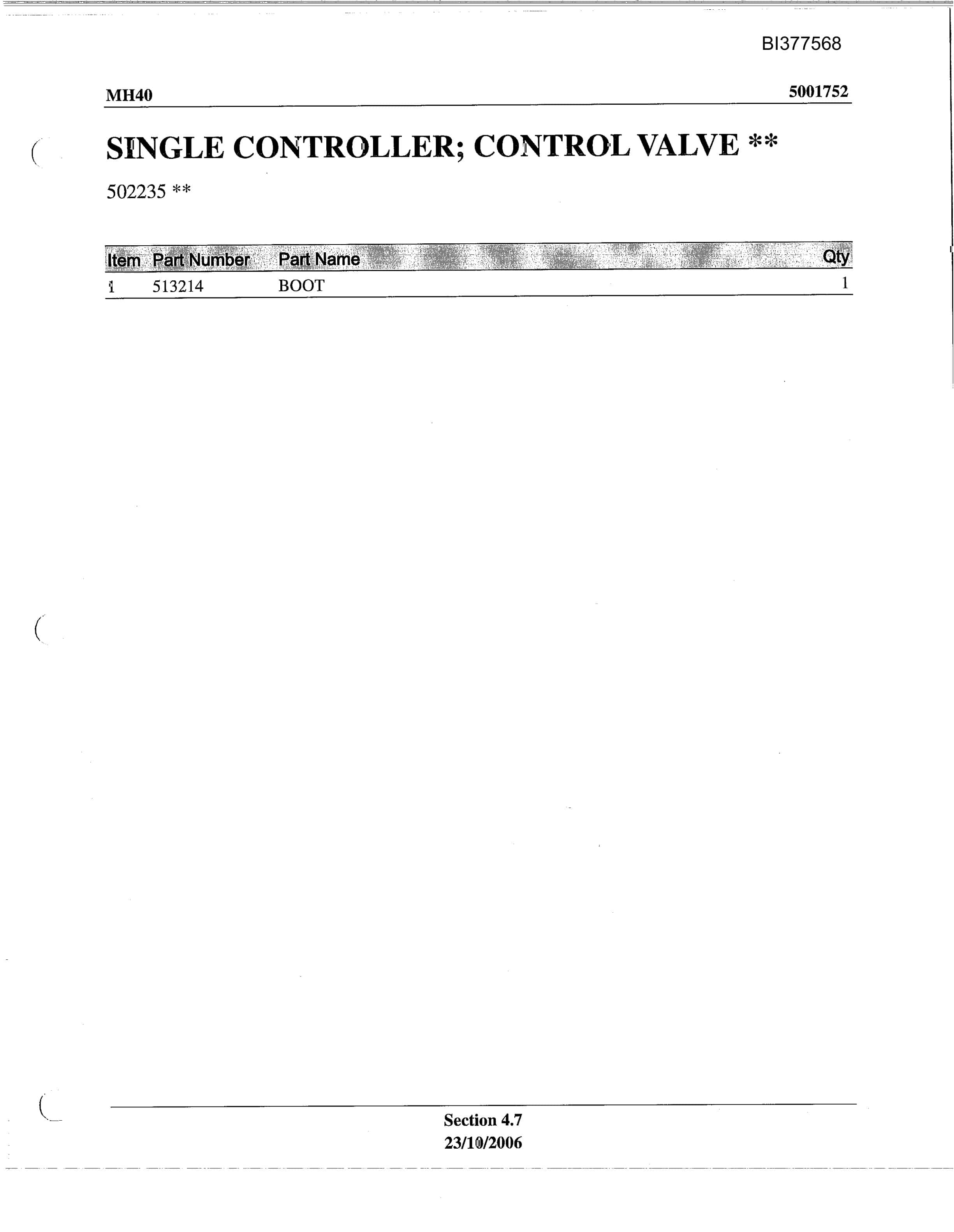 Bucyrus MH40 Parts Catalog BI377568-2