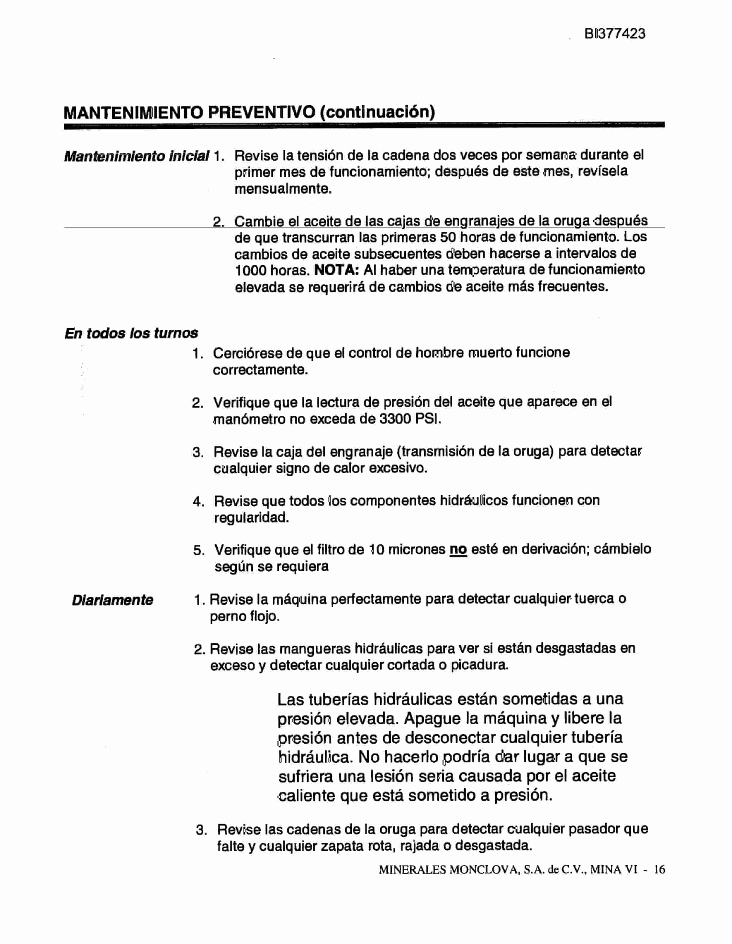 Bucyrus Mimosa VI Technical Manual BI377423-4