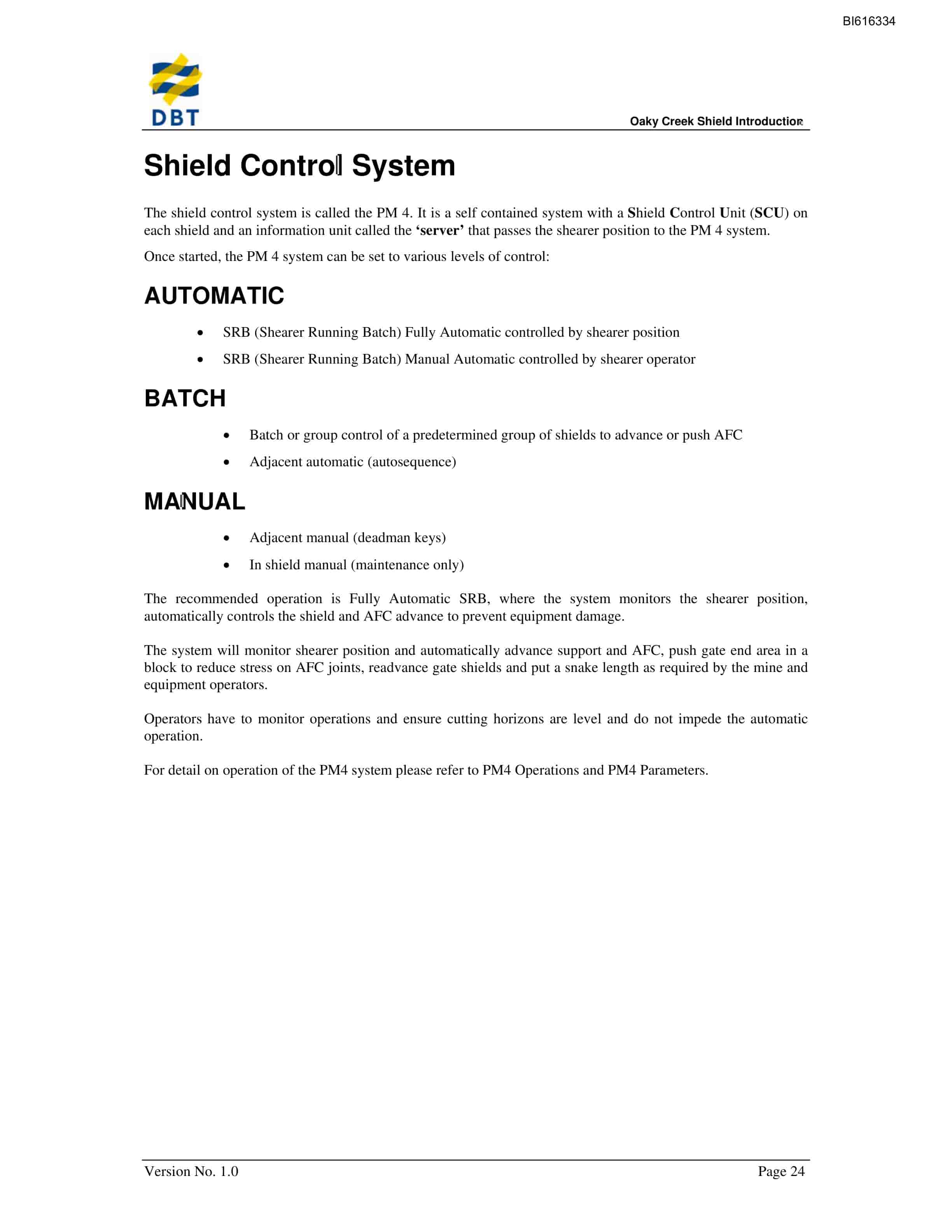 Bucyrus Oaky Creek Coal Shield Introduction Technical Manual BI616334-5