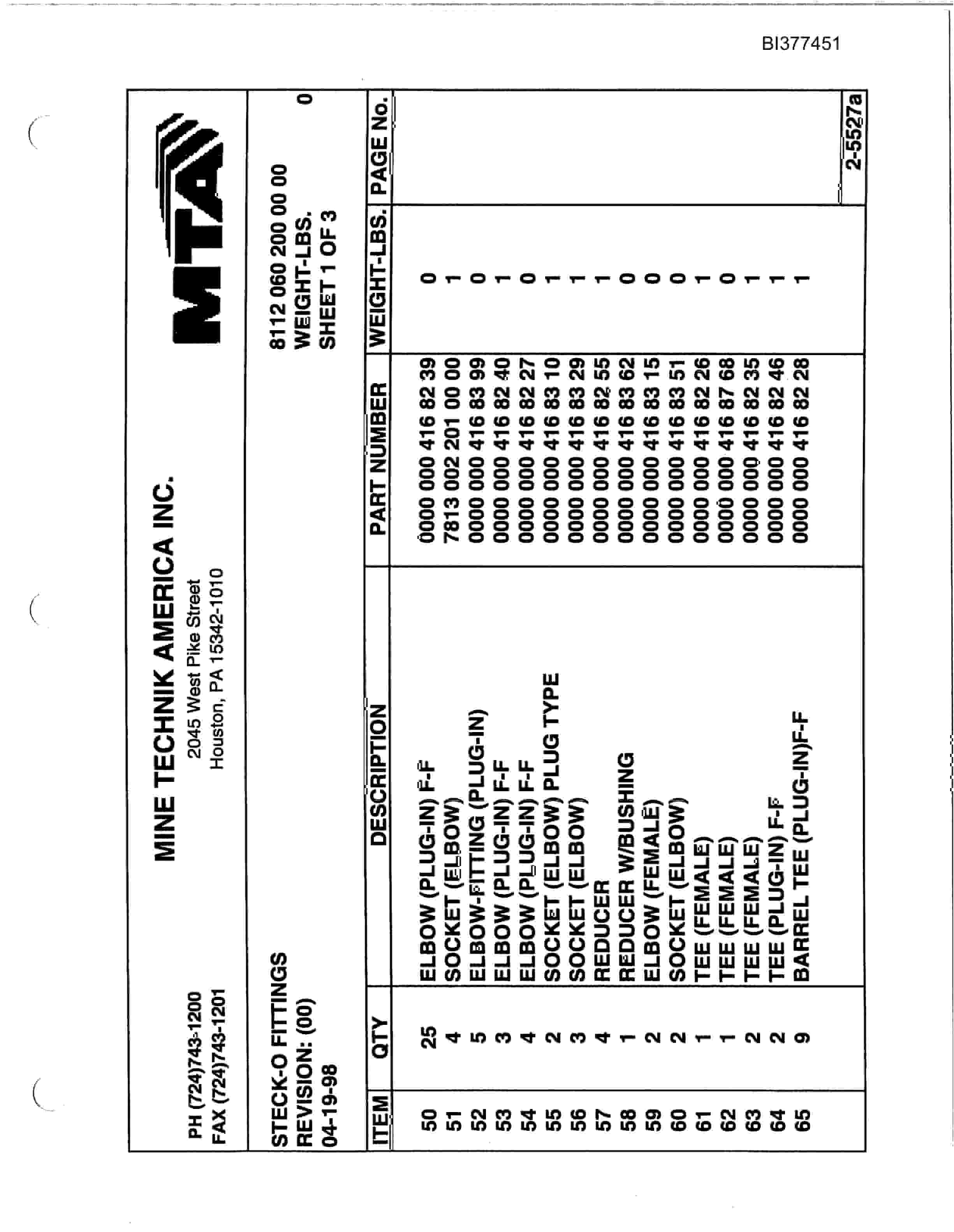 Bucyrus Oxbow Mine Parts Catalog BI377451-2