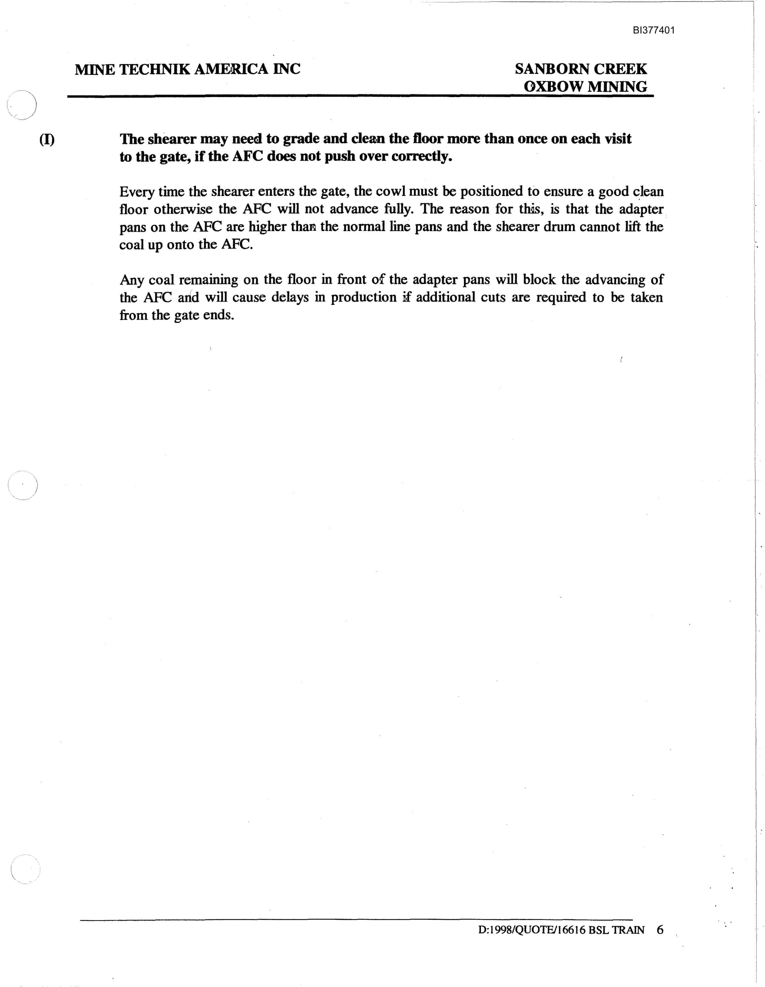 Bucyrus Oxbow Sanborne Creek Technical Manual BI377401-2