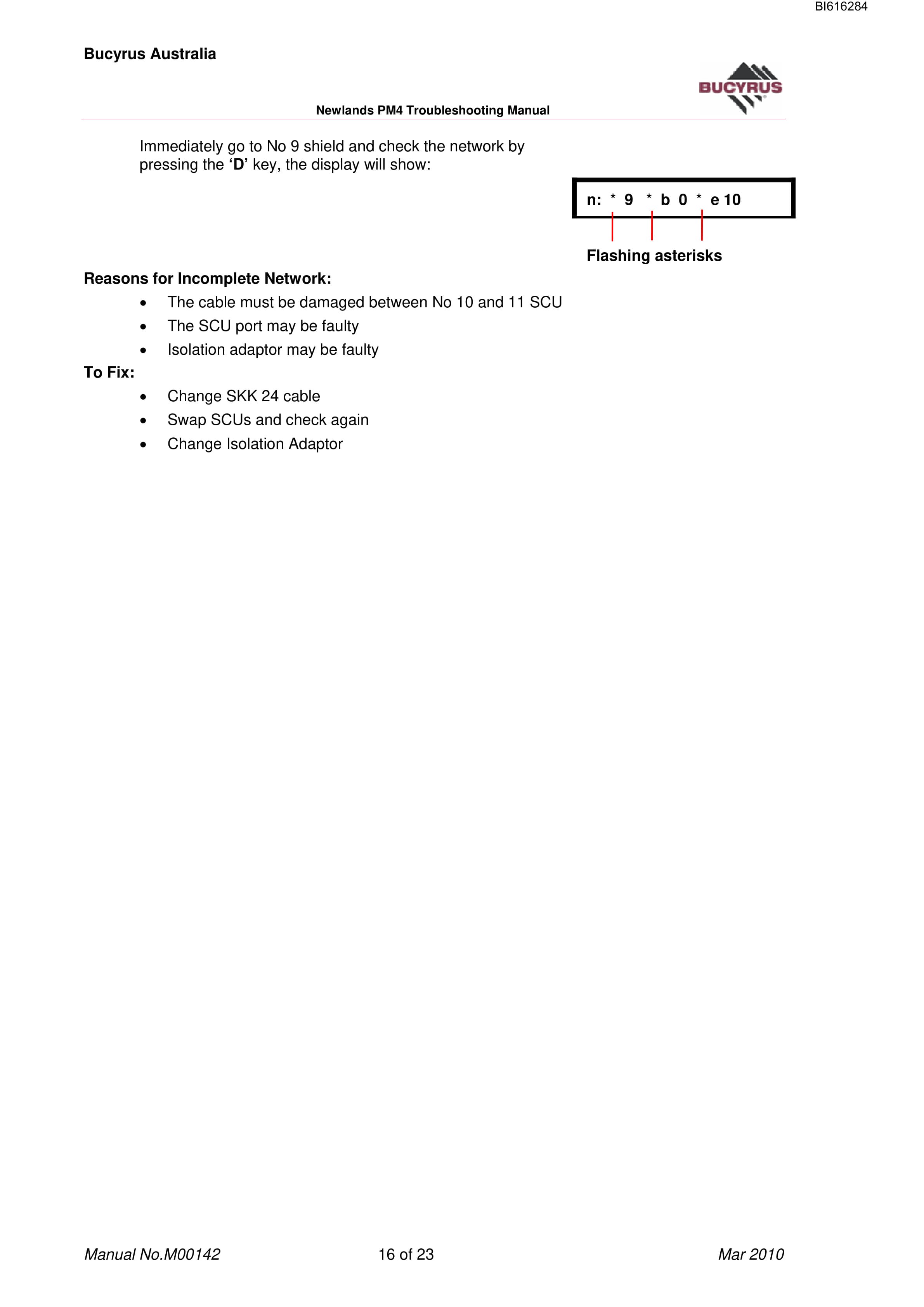 Bucyrus PM4 Troubleshooting Technical Manual BI616284-3