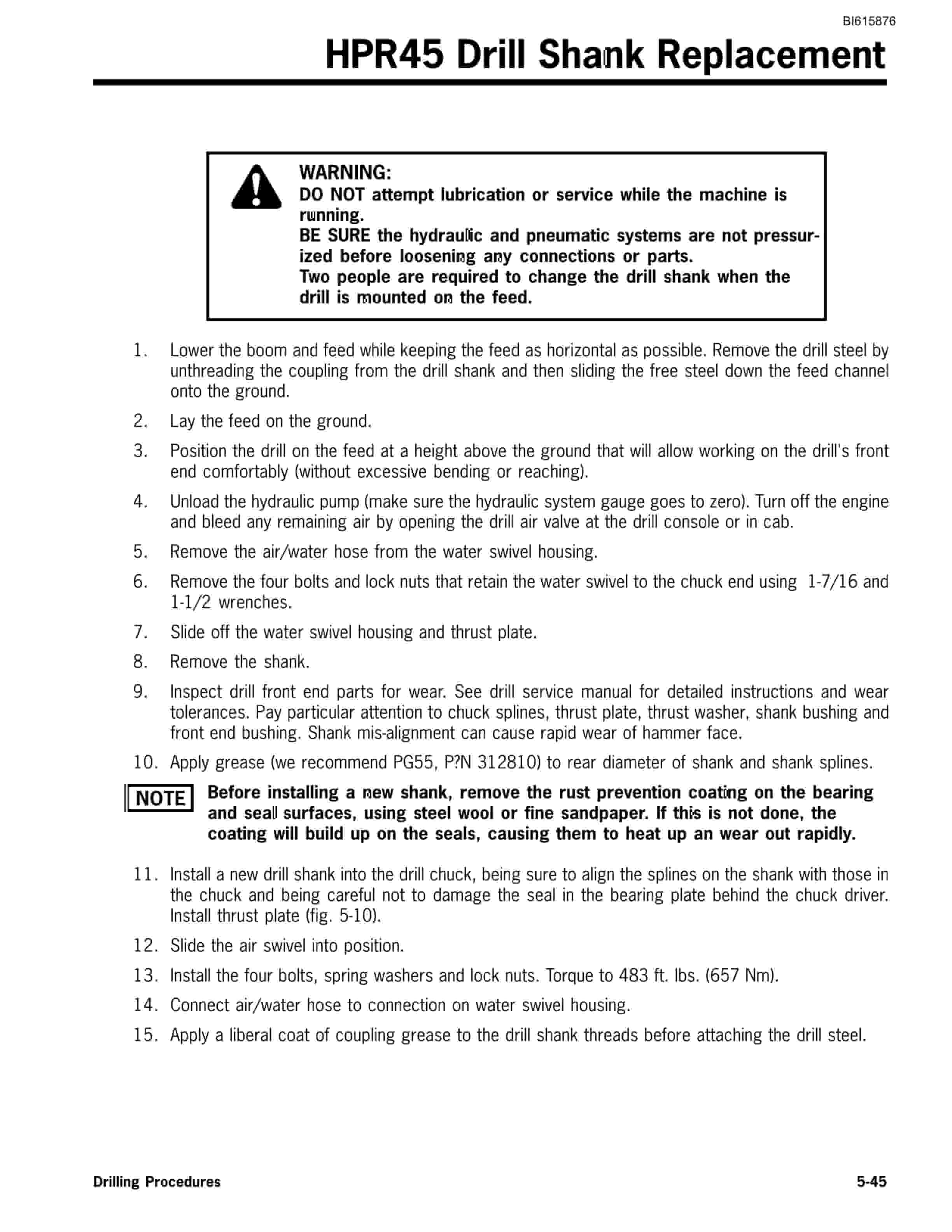 Bucyrus R20 Hydraulic Track Drill Operation And Maintenance Manual BI615876-4