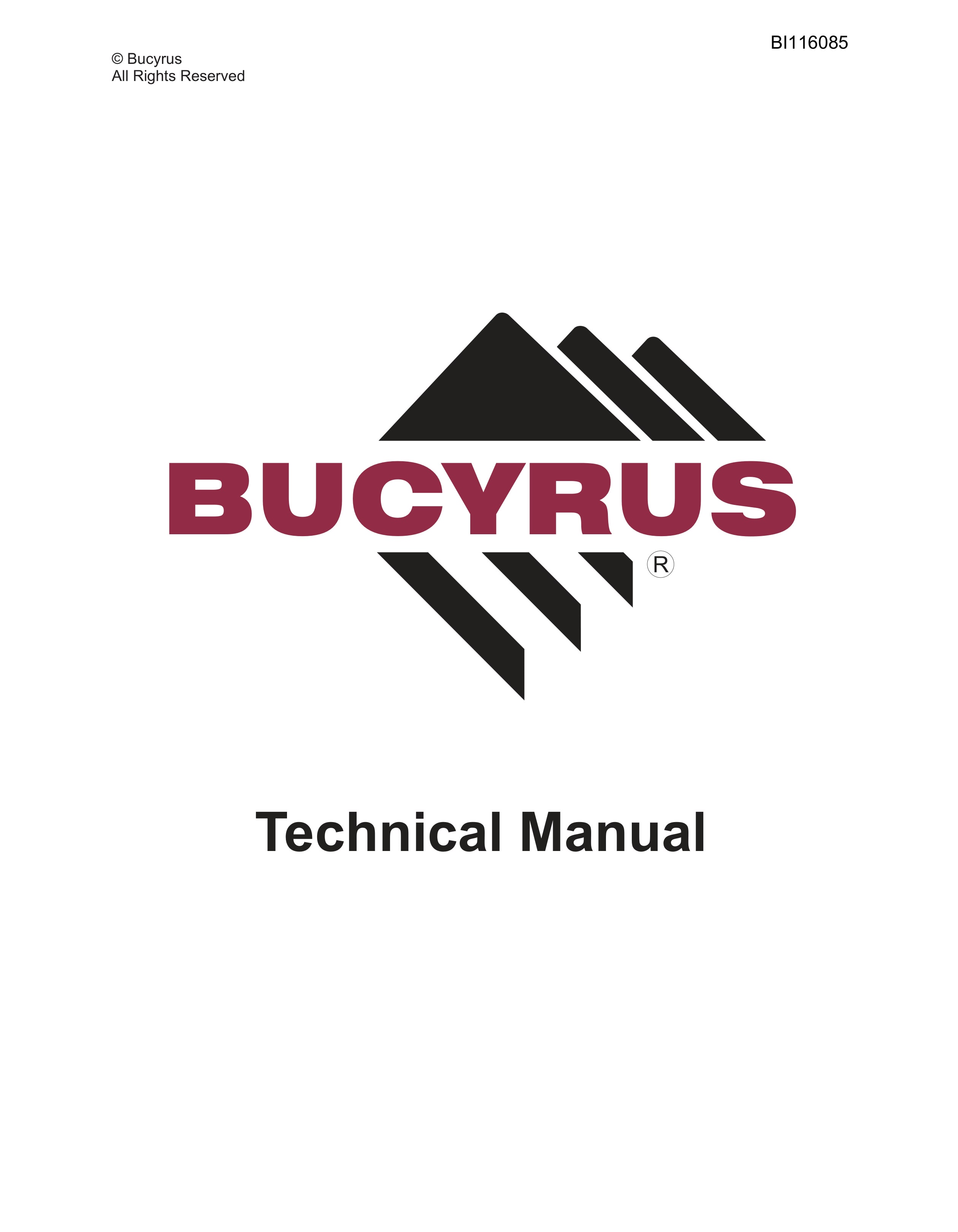 Bucyrus R20T Hydra-Trac Self Contained Hydraulic Track Drill Technical Manual BI116085