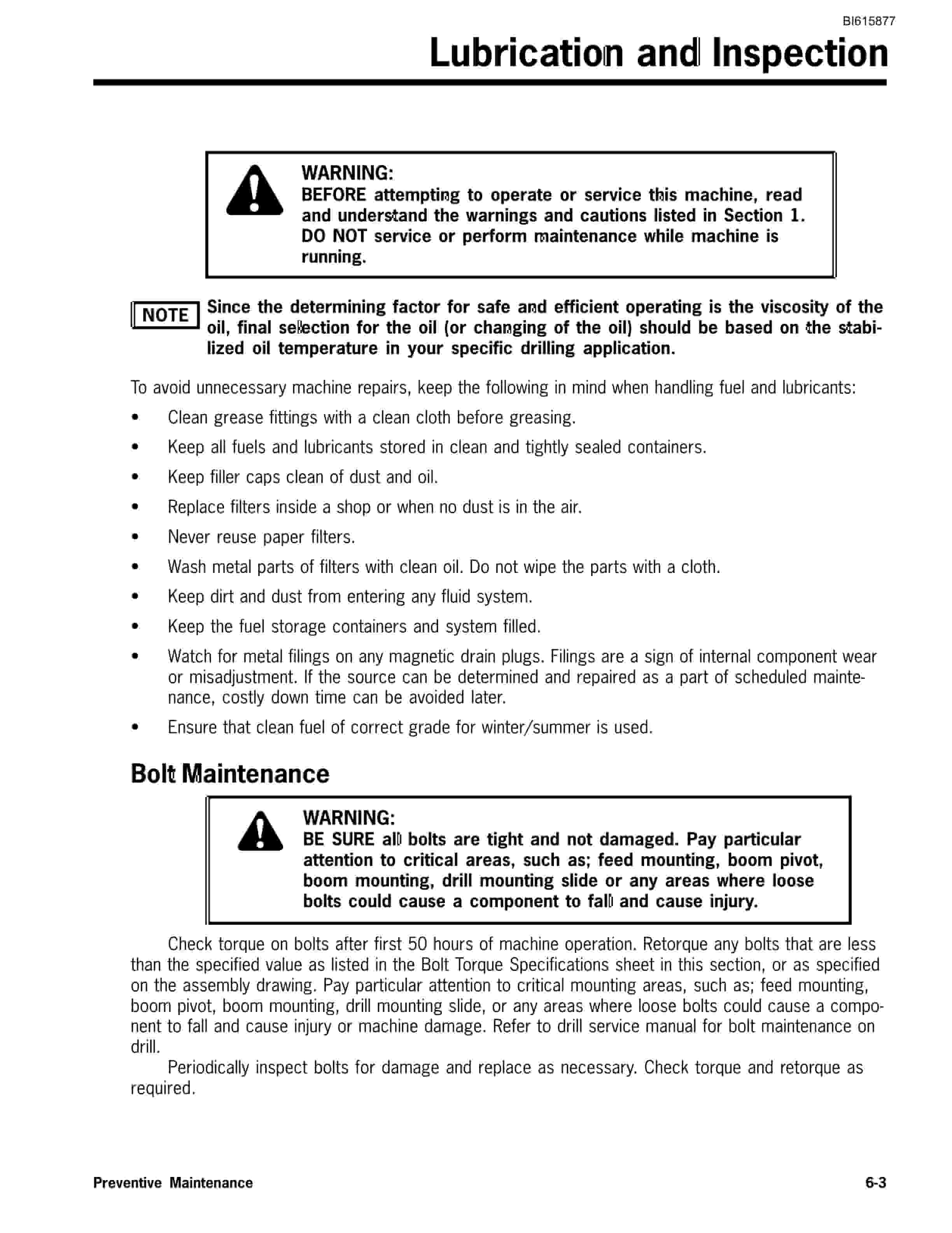 Bucyrus R20T Hydraulic Track Drill Operation And Maintenance Manual BI615877-3