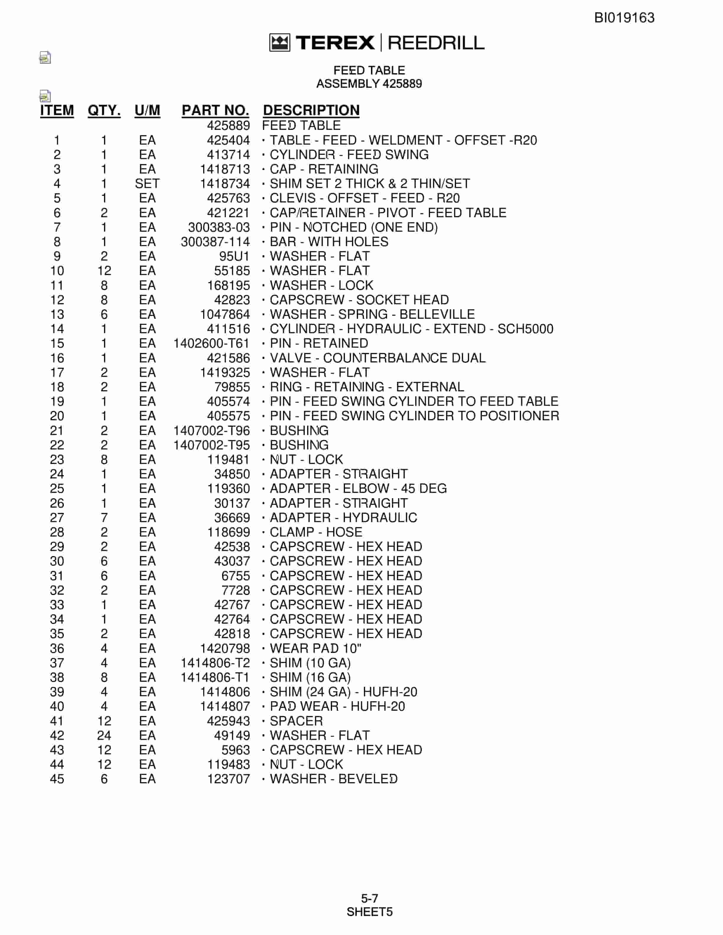Bucyrus R20T Parts Catalog BI019163-3
