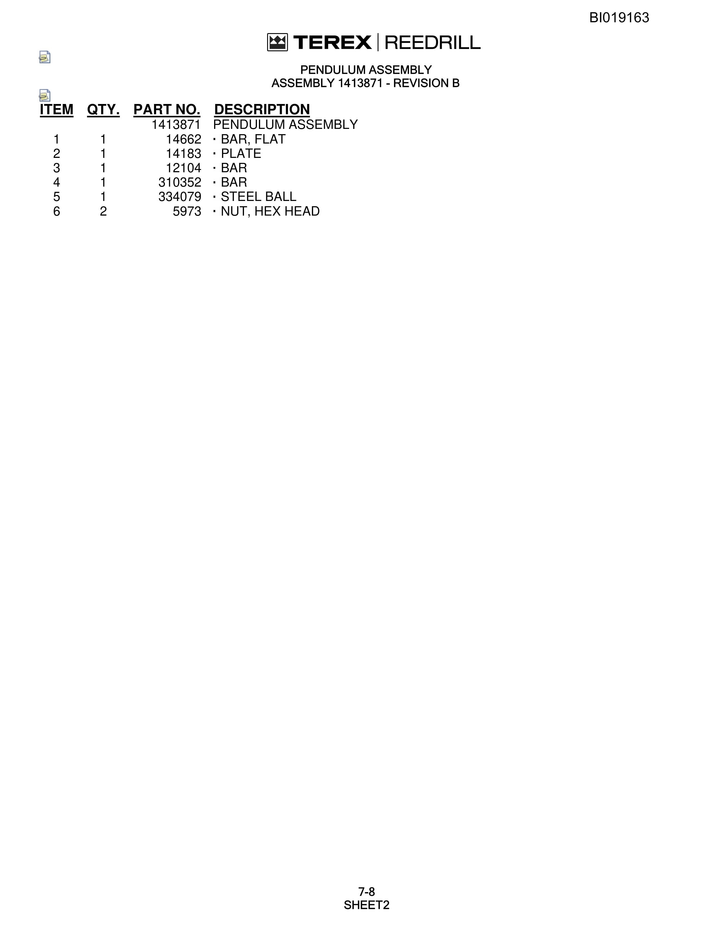 Bucyrus R20T Parts Catalog BI019163-4