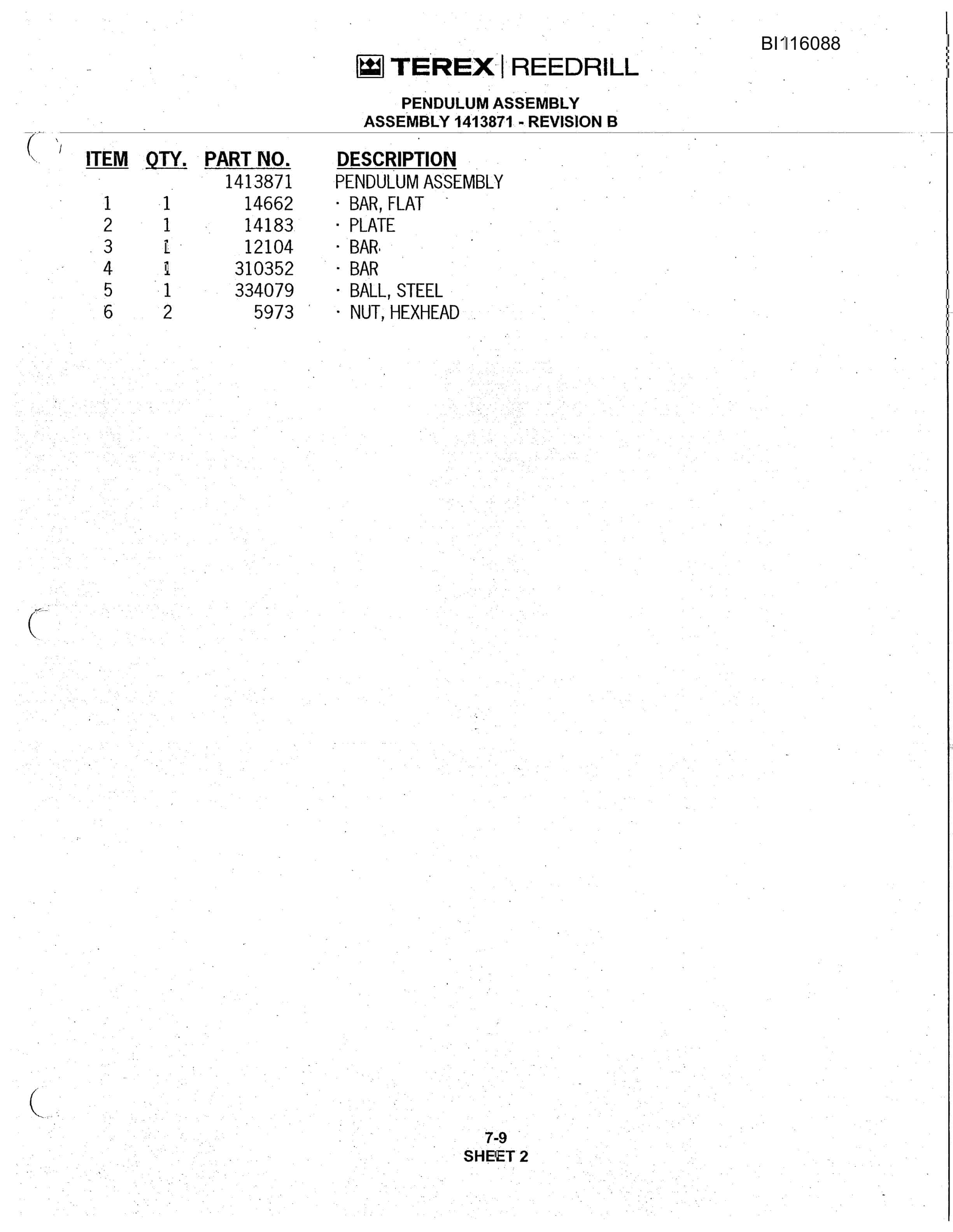 Bucyrus R20T Track Drill Parts Catalog BI116088-4