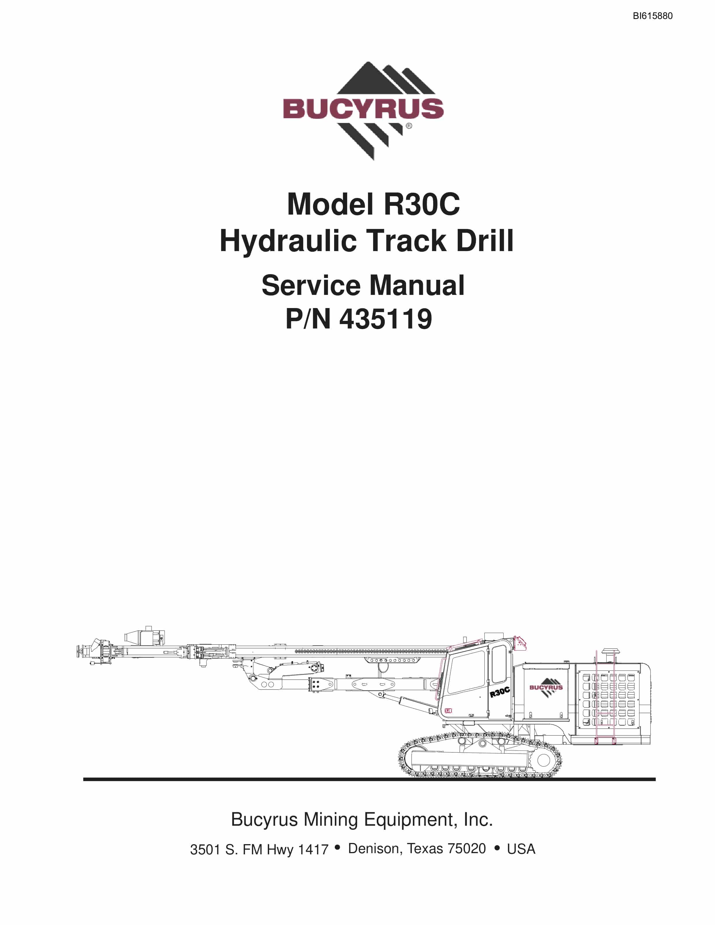 Bucyrus R30C Hydraulic Track Drill Service Manual BI615880
