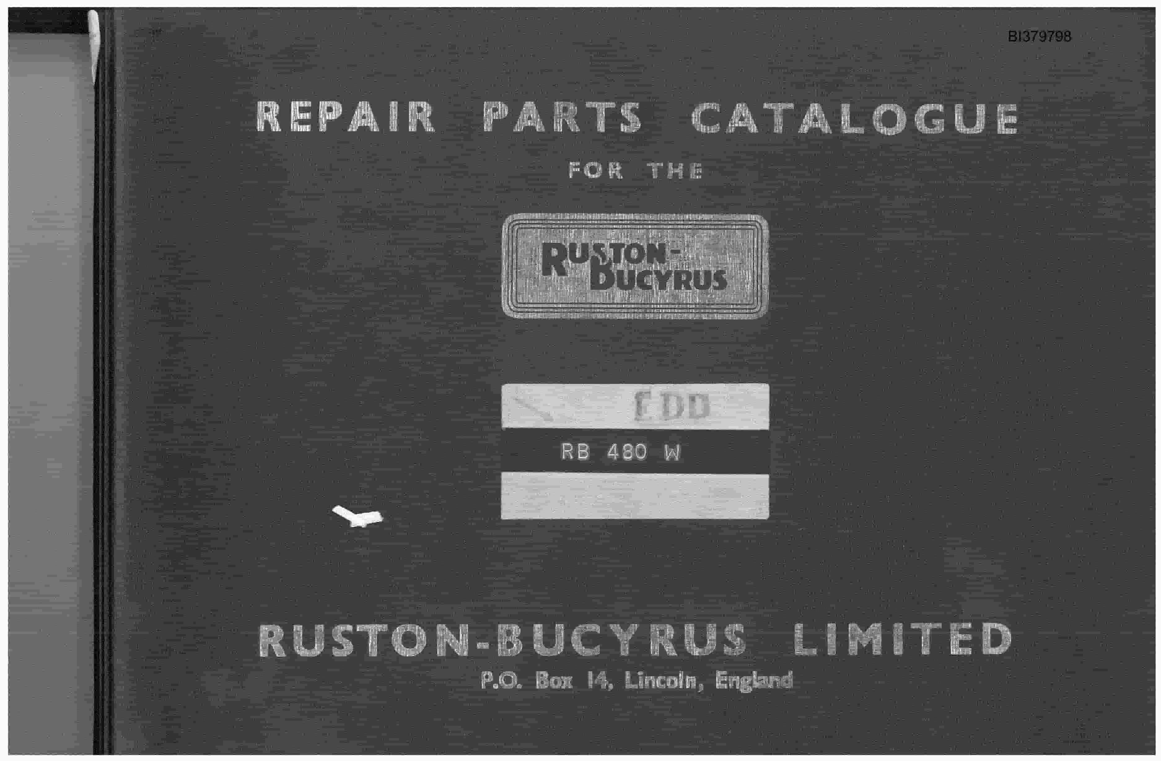 Bucyrus RB 480W Repair Parts Catalog BI379798