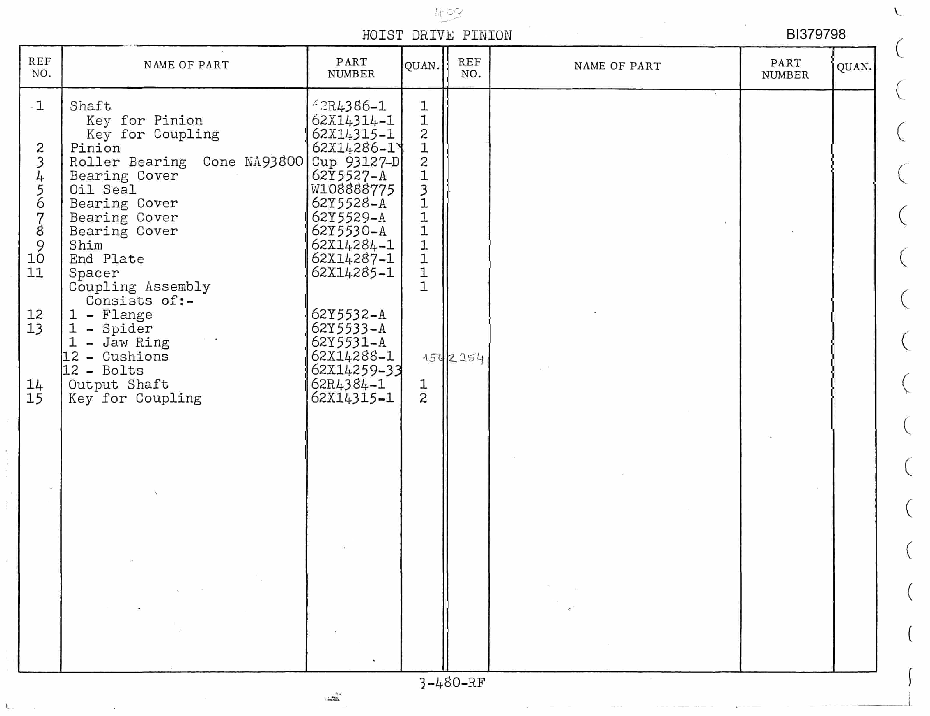 Bucyrus RB 480W Repair Parts Catalog BI379798-2