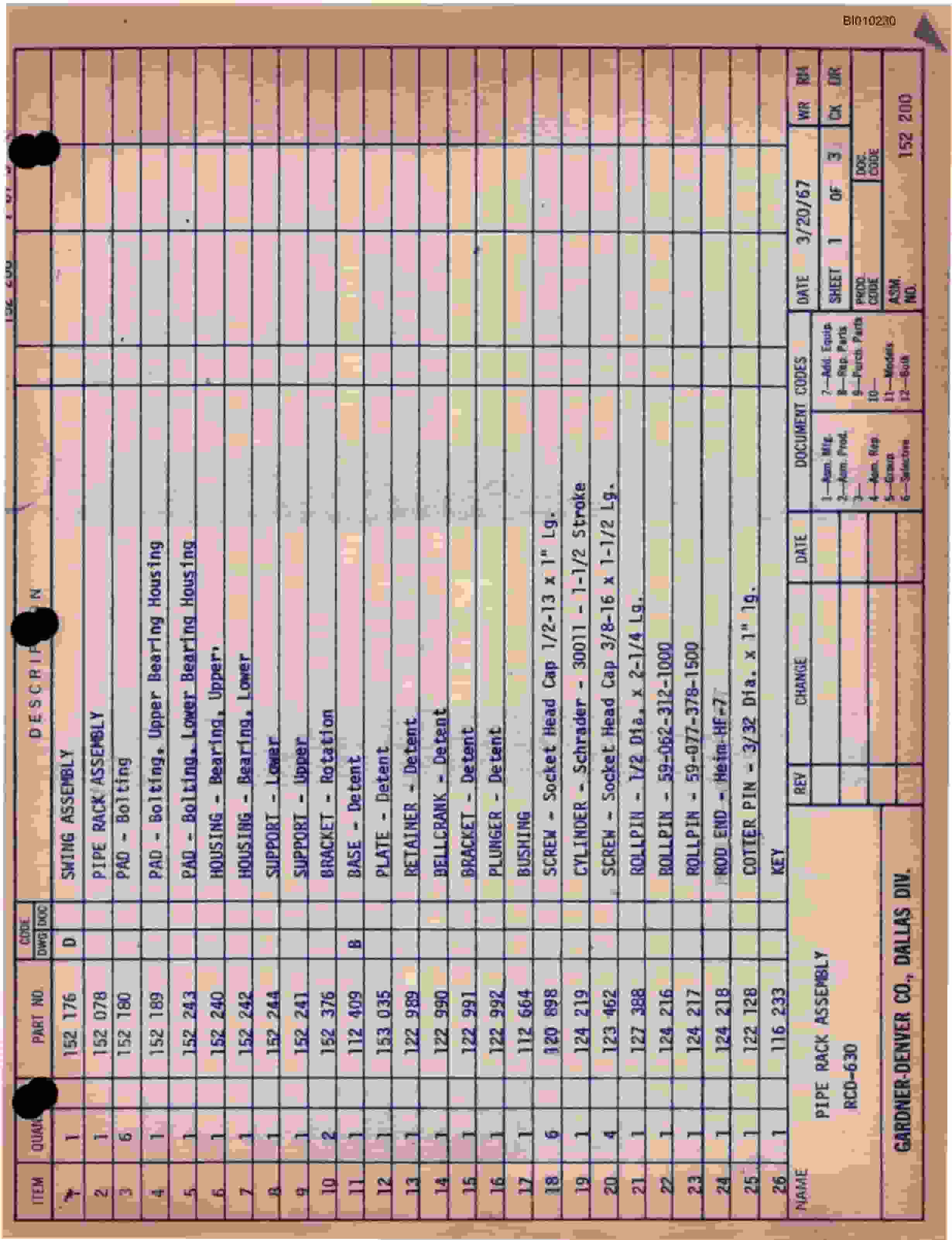Bucyrus RCD 93-101 Drill Parts Catalog BI010230-3