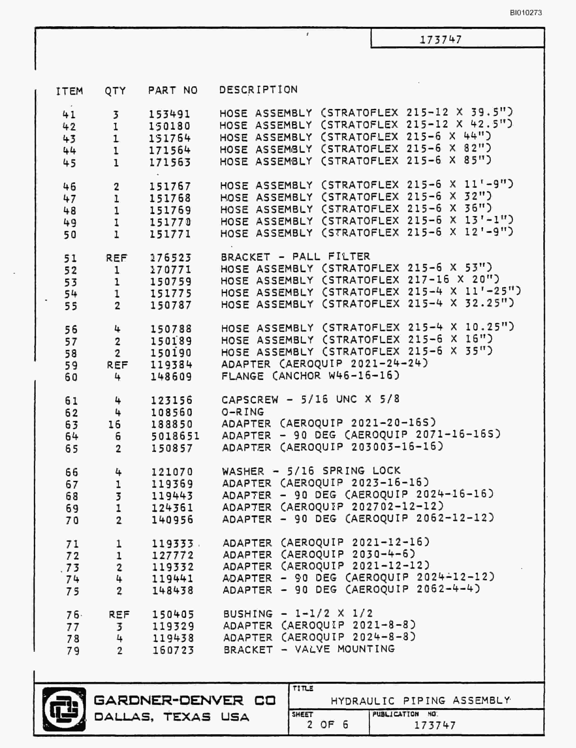 Bucyrus RDC-16 Blasthole Drill Parts Catalog BI010273-5