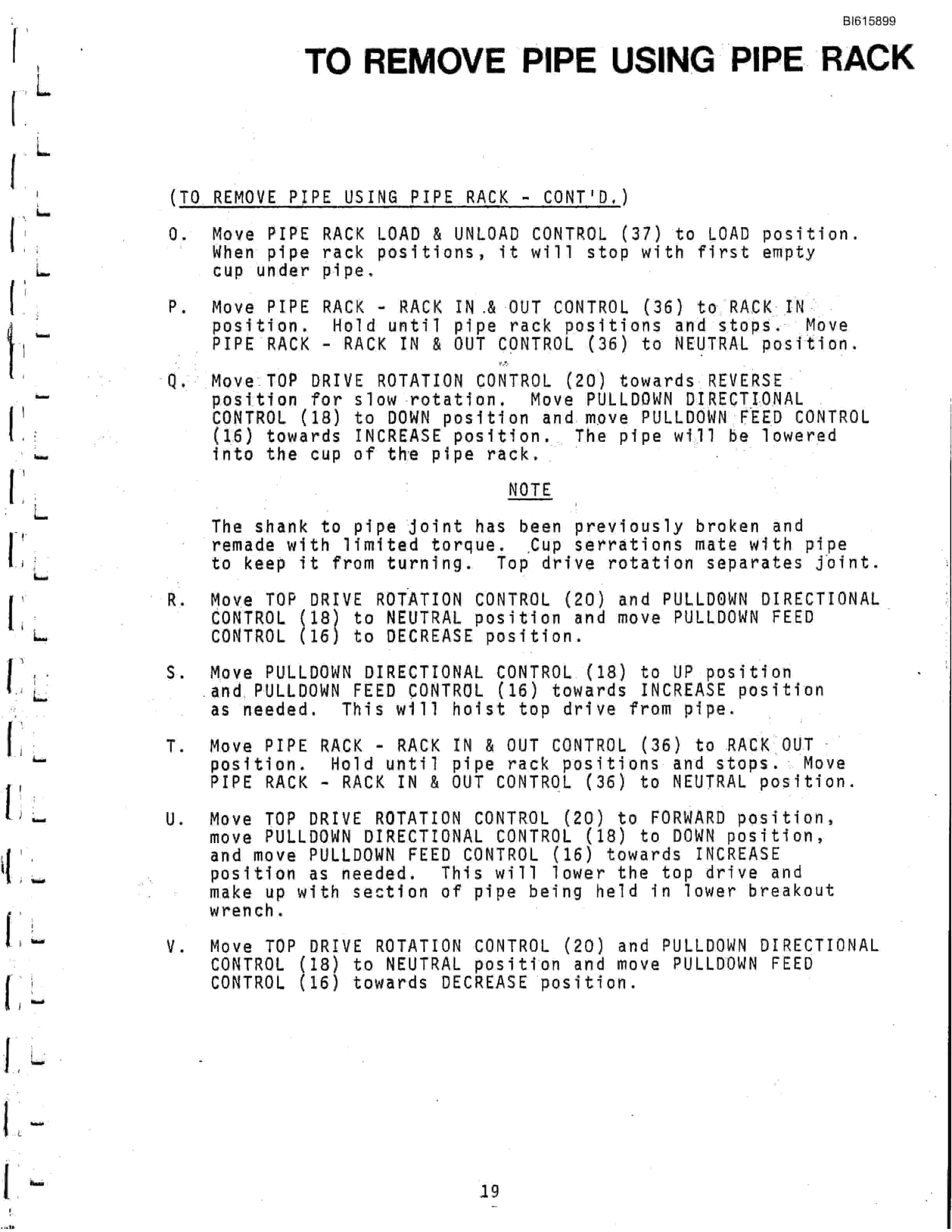 Bucyrus RDC-16B Pipe Rack Technical Manual BI615899-5