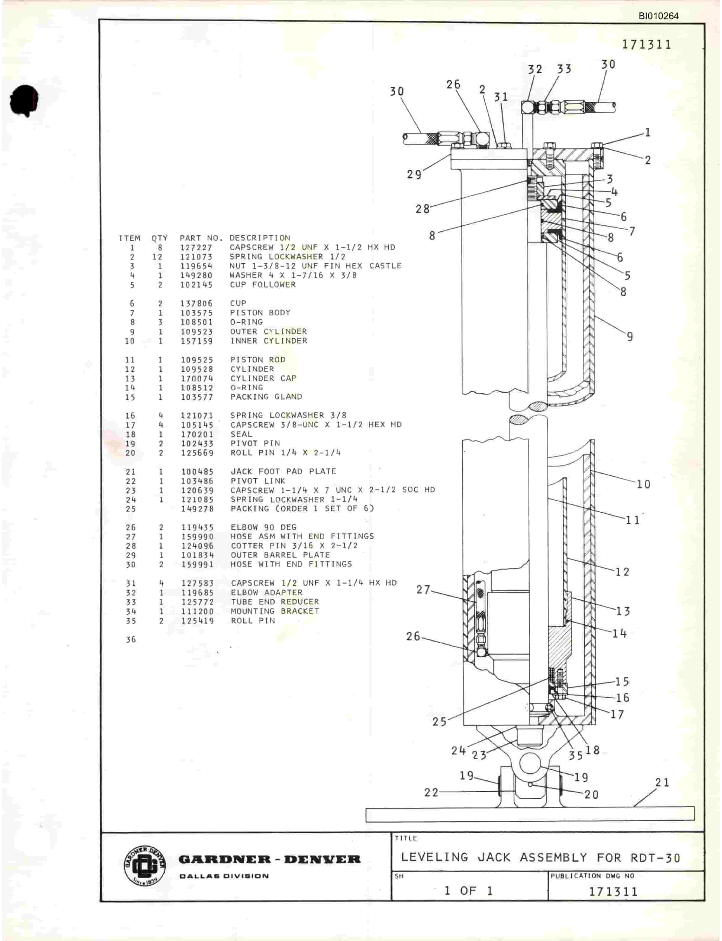 Bucyrus RDT 30-150 Parts Catalog BI010264-5
