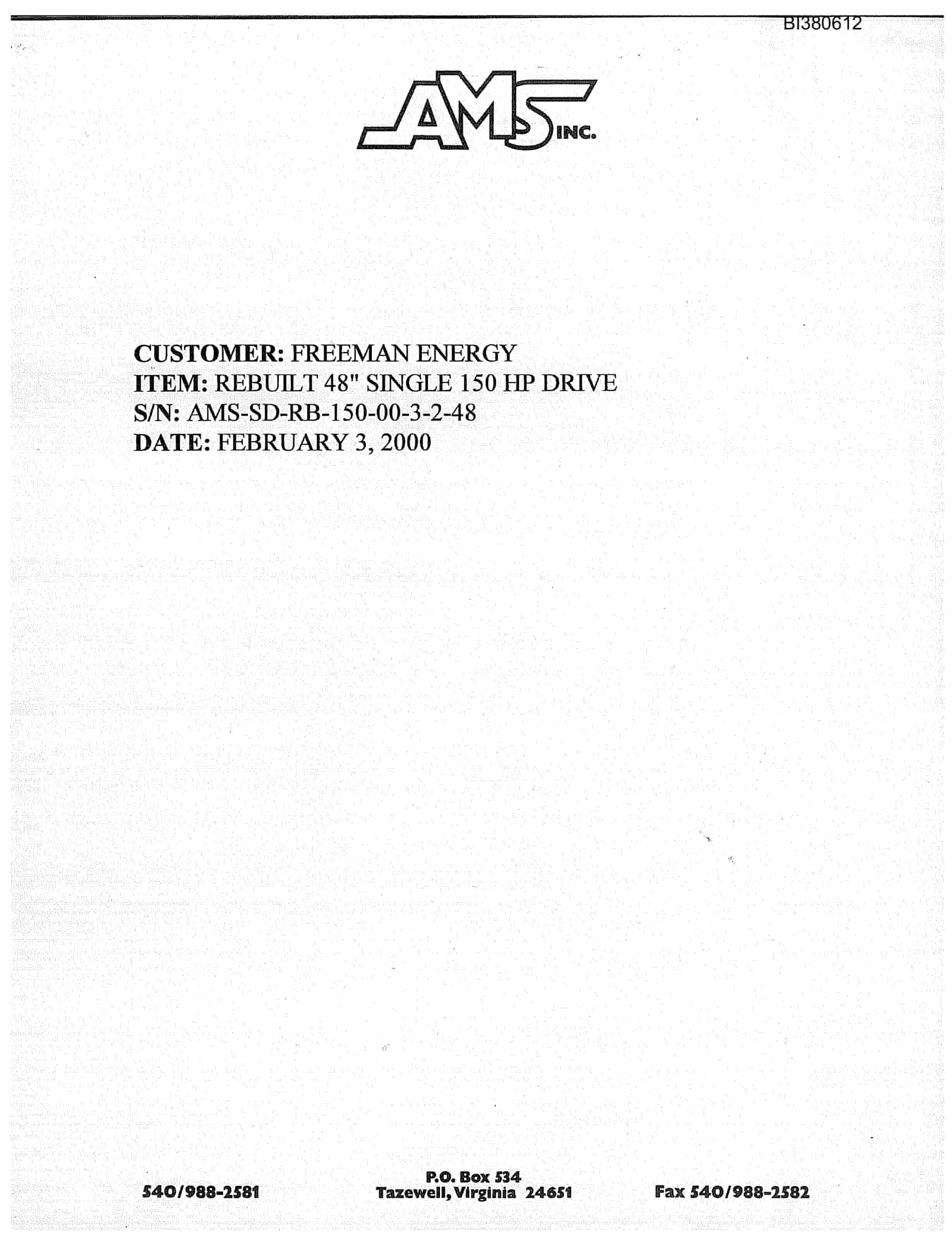 Bucyrus Rebuilt 48in Single 150HP Drive Parts Catalog BI380612-2