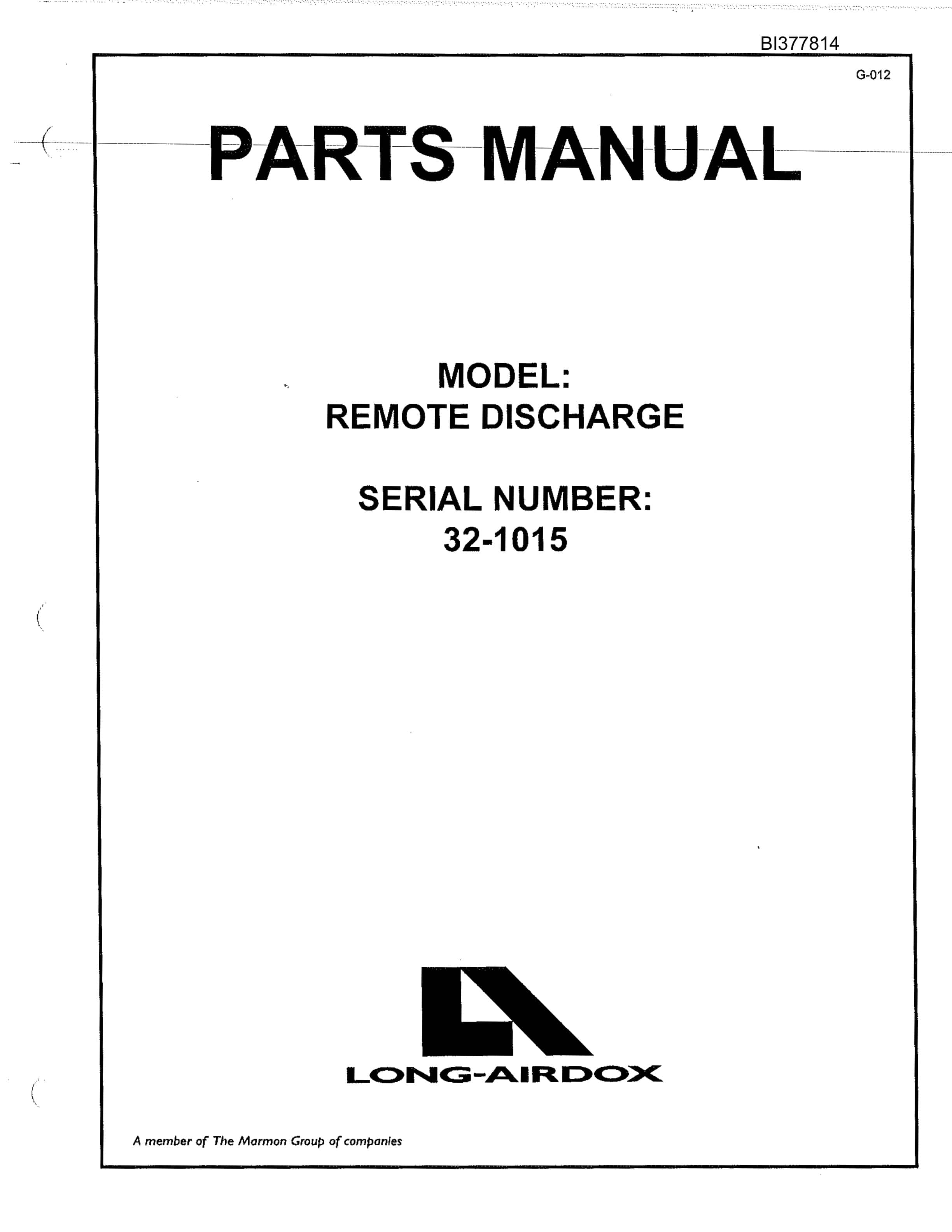 Bucyrus Remote Discharge Parts Catalog BI377814-2