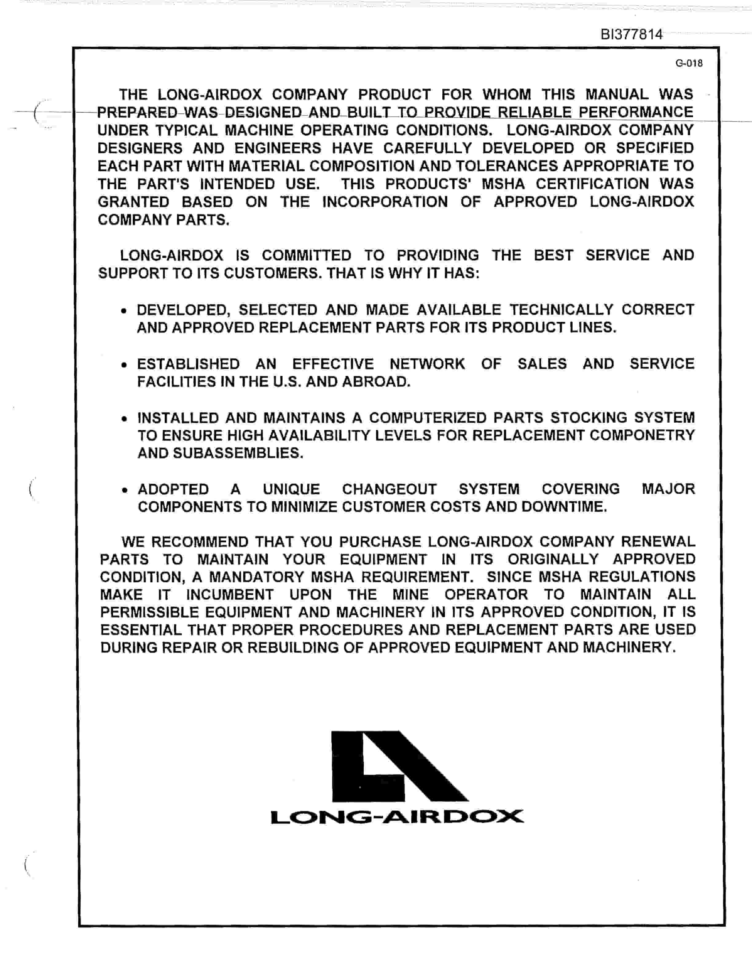 Bucyrus Remote Discharge Parts Catalog BI377814-3