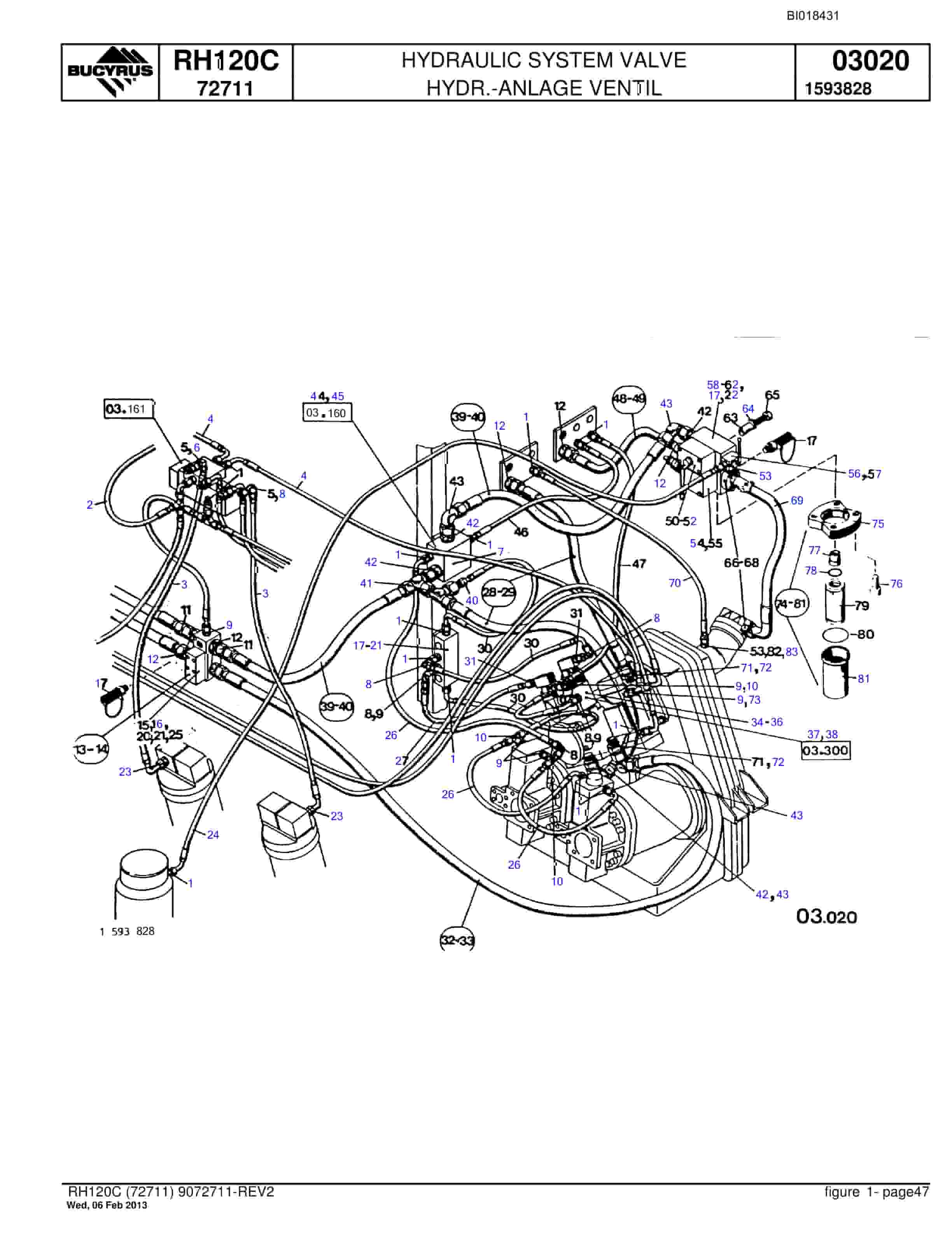 Bucyrus RH120C Hydraulic Excavator Parts Catalog BI018431-2
