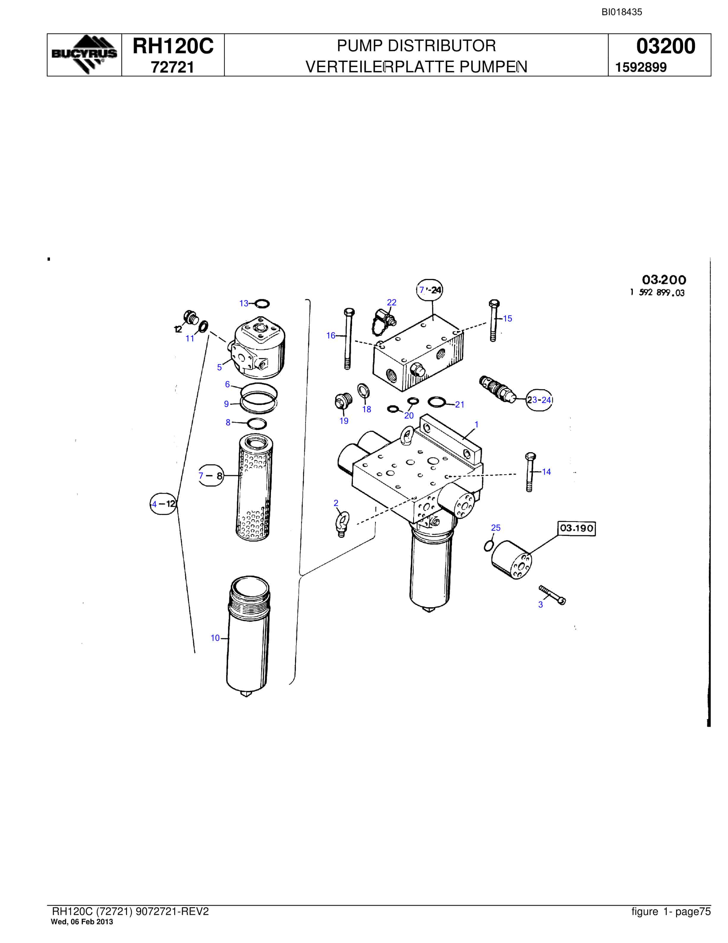 Bucyrus RH120C Hydraulic Excavator Parts Catalog BI018435-5